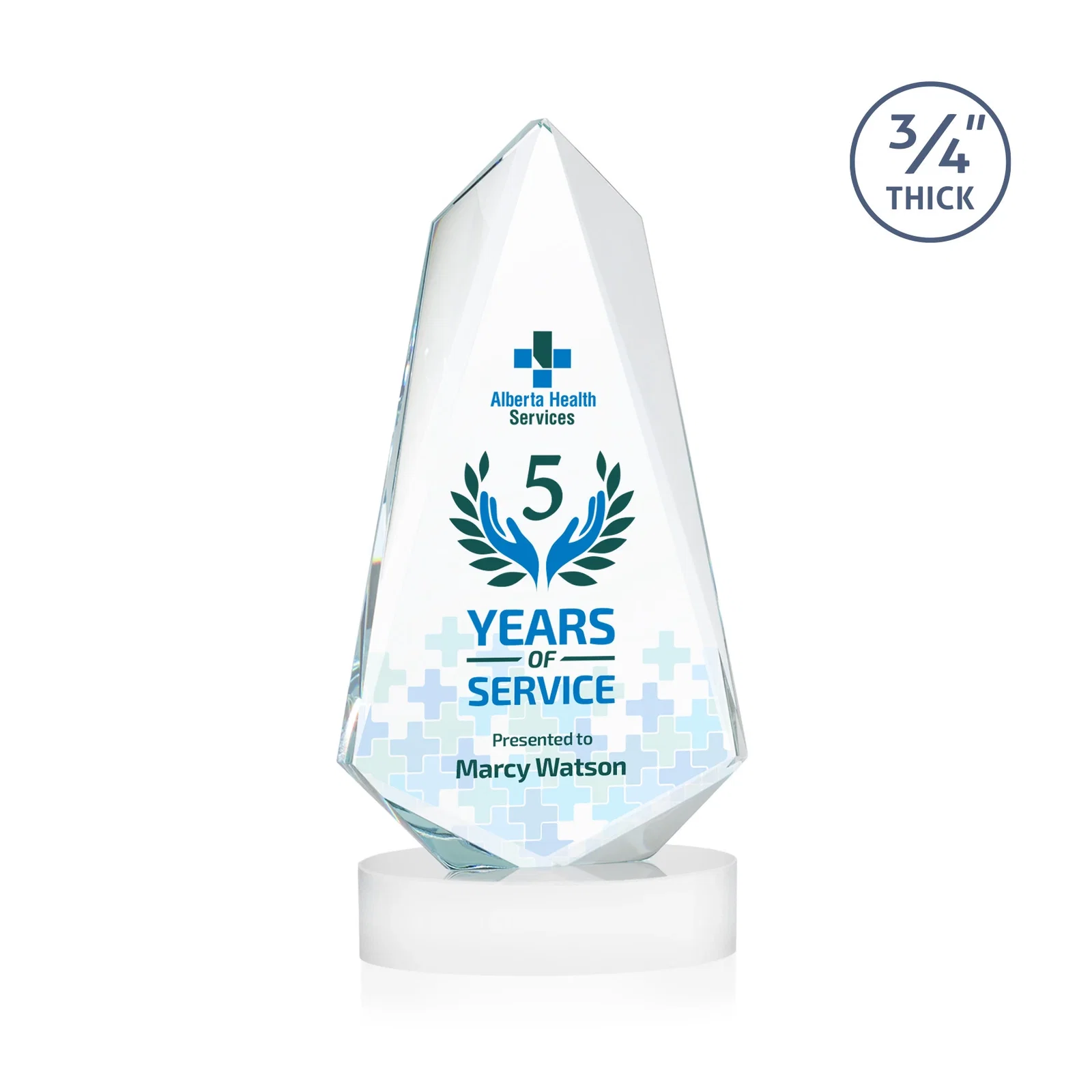 Branded Starfire Crystal Arrow Award with Deep Bevels, awards for volunteer appreciation