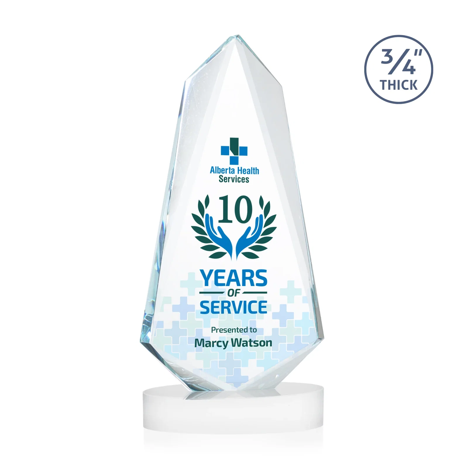 Branded Starfire Crystal Arrow Award with Deep Bevels, awards for dealer and partner awards