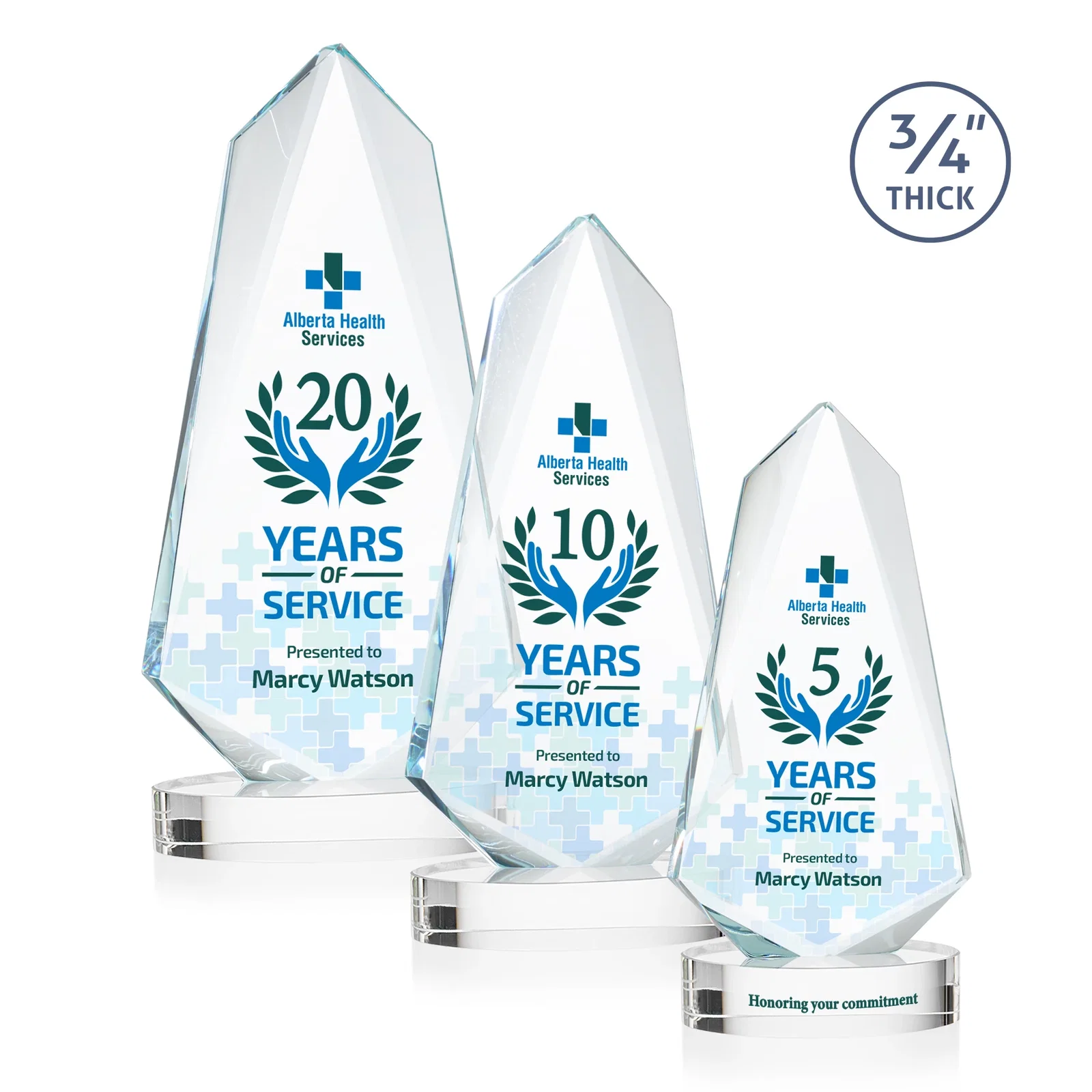Custom Starfire Crystal Arrow Award with Deep Bevels, awards for retirement presentations