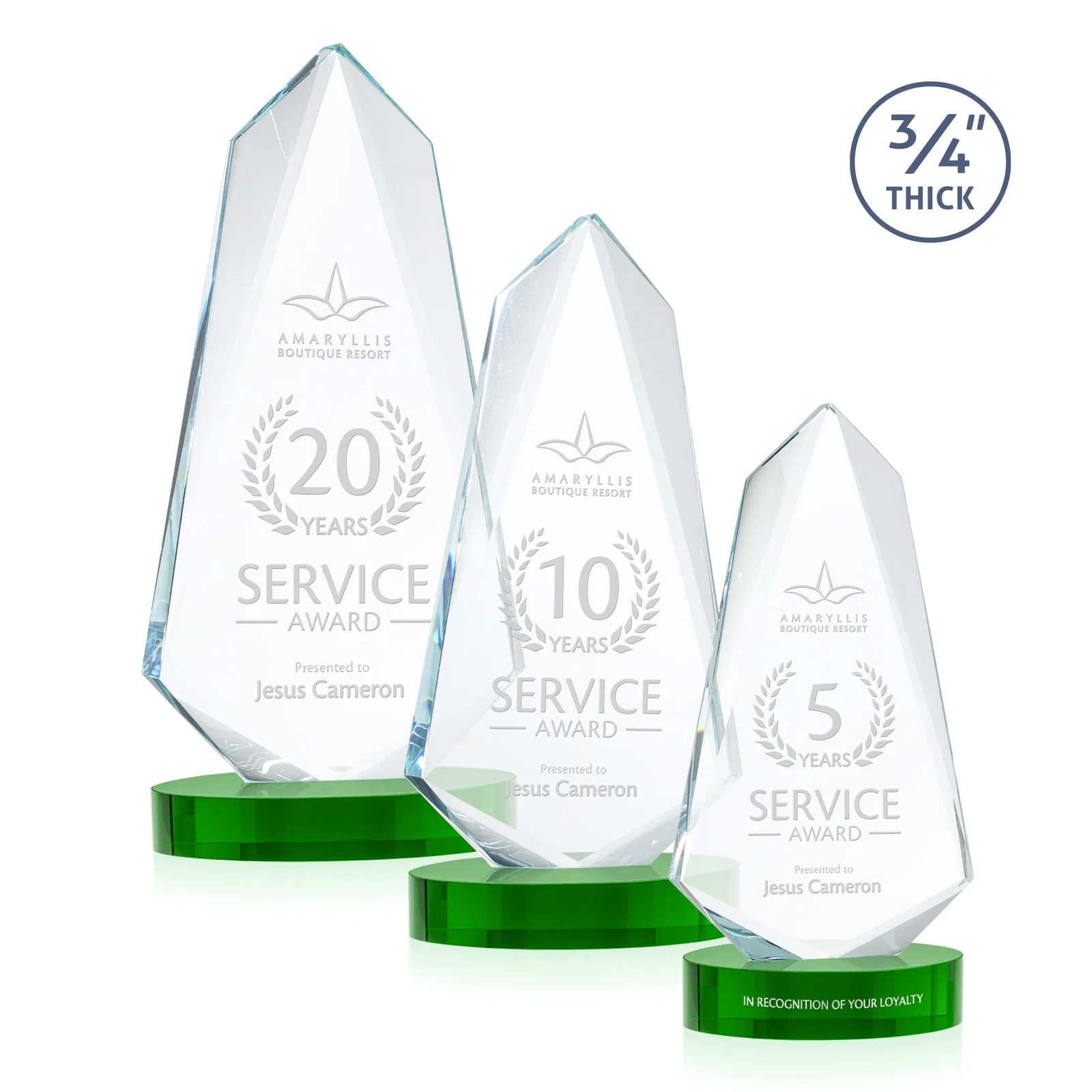 Custom printed Starfire Crystal Arrow Award with Deep Bevels, awards for safety achievement programs