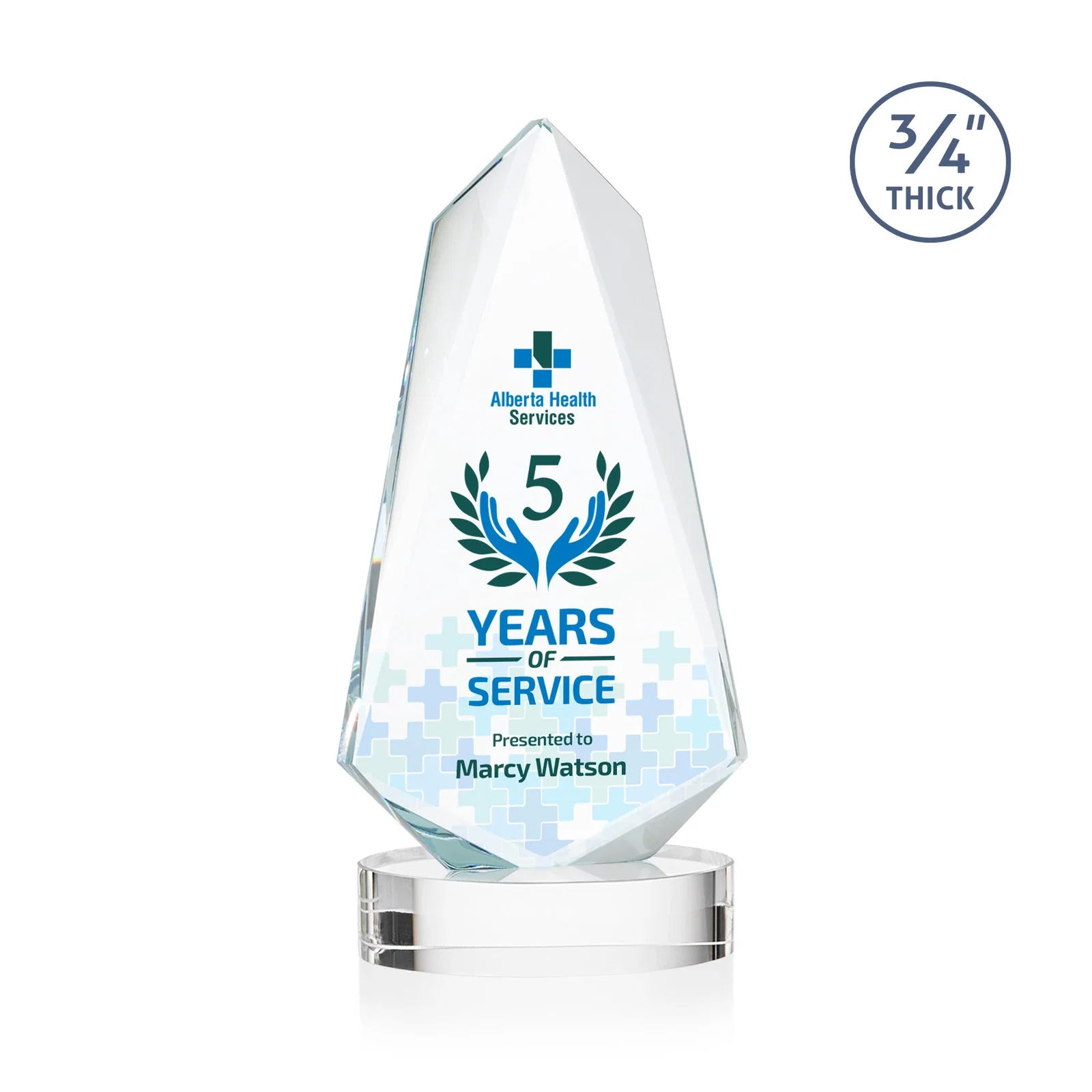 Custom Starfire Crystal Arrow Award with Deep Bevels, awards for team milestone celebrations