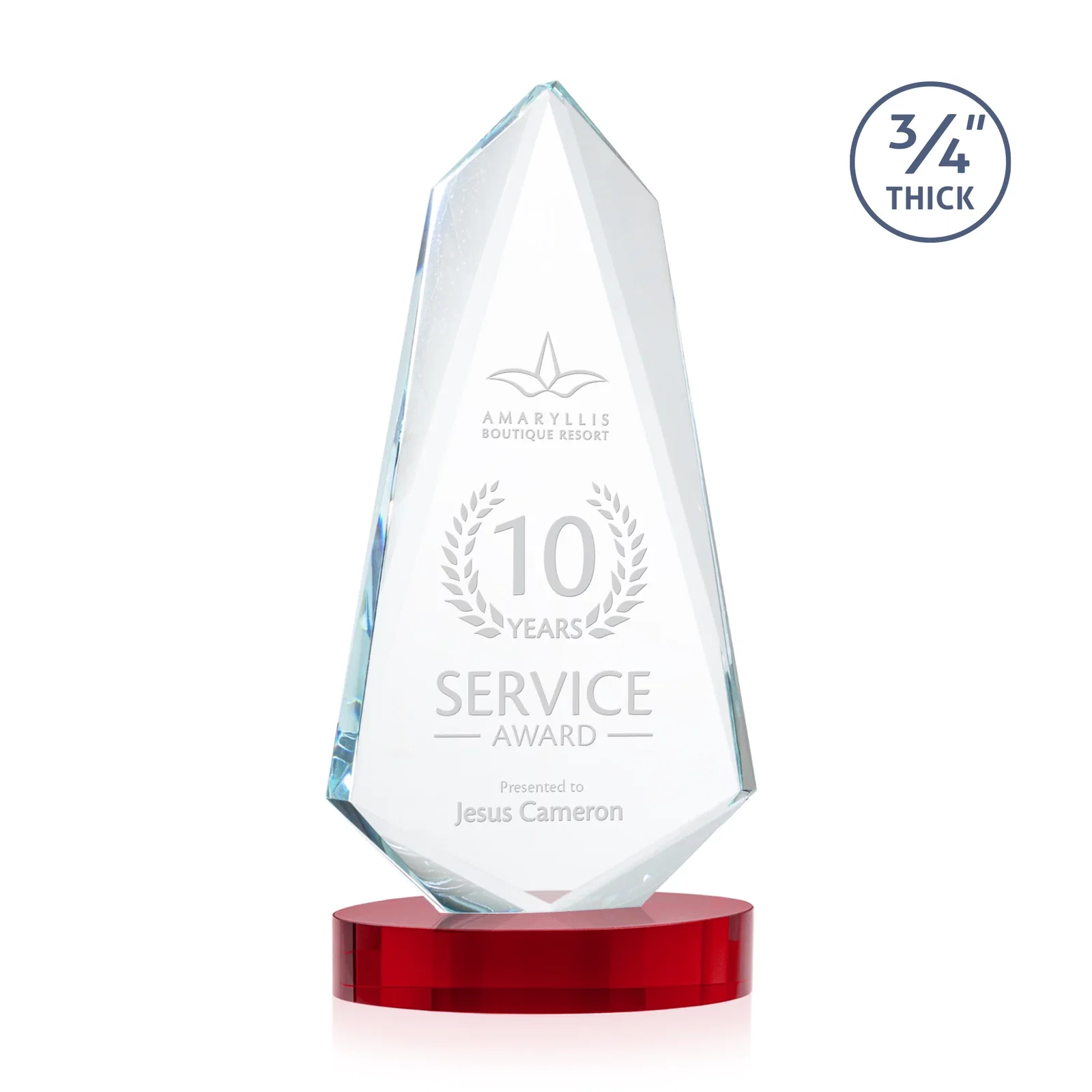 Customized Starfire Crystal Arrow Award with Deep Bevels, awards for service anniversary gifts