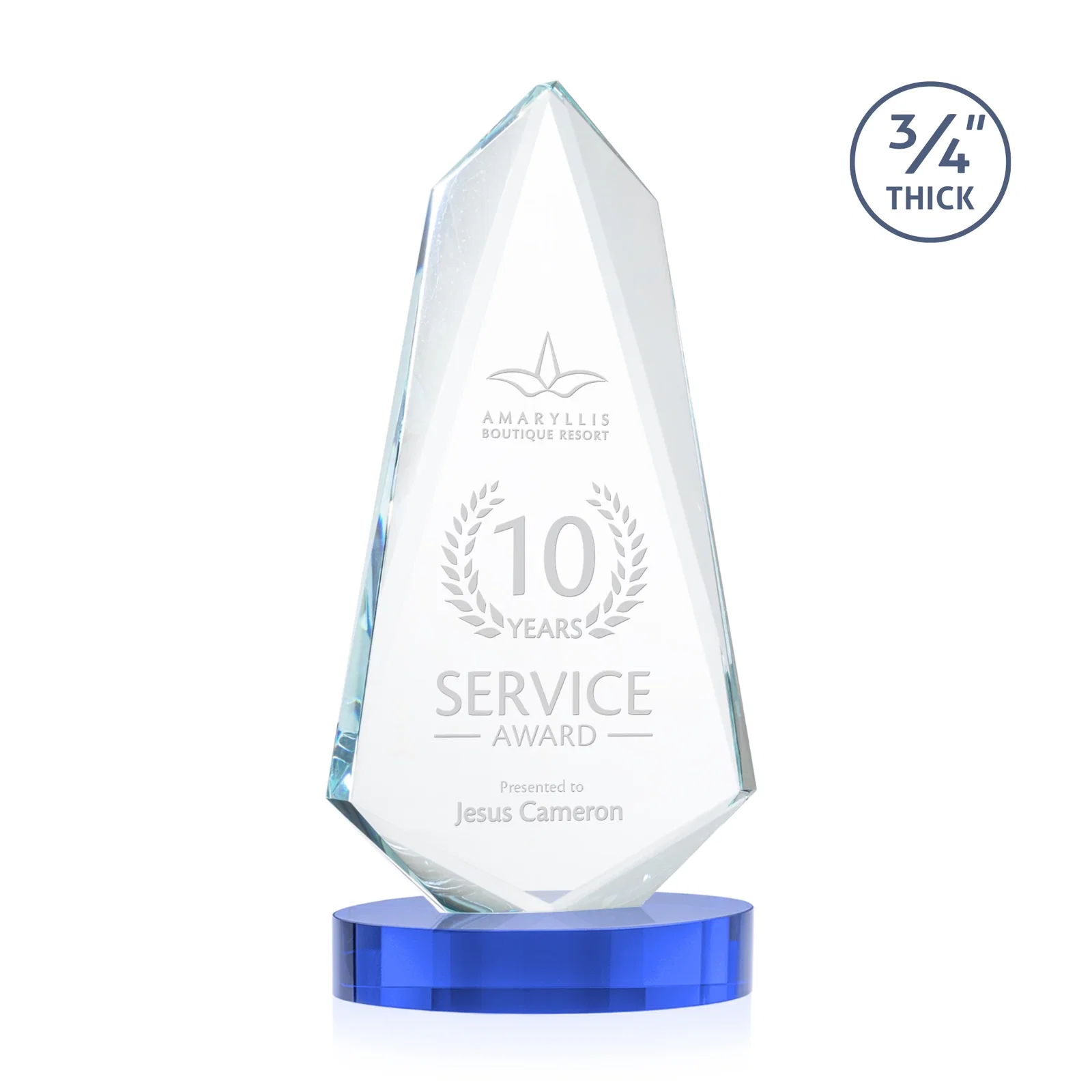 Customized Starfire Crystal Arrow Award with Deep Bevels, awards for donor appreciation