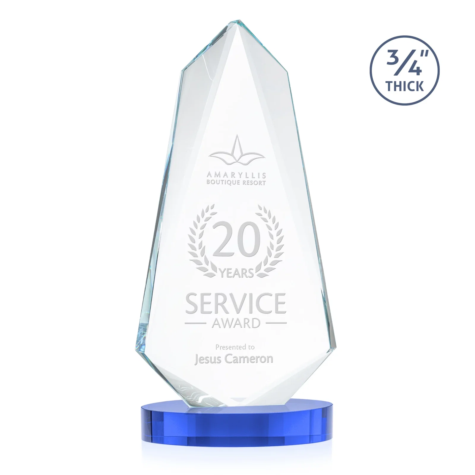 Customized Starfire Crystal Arrow Award with Deep Bevels, awards for graduation ceremonies