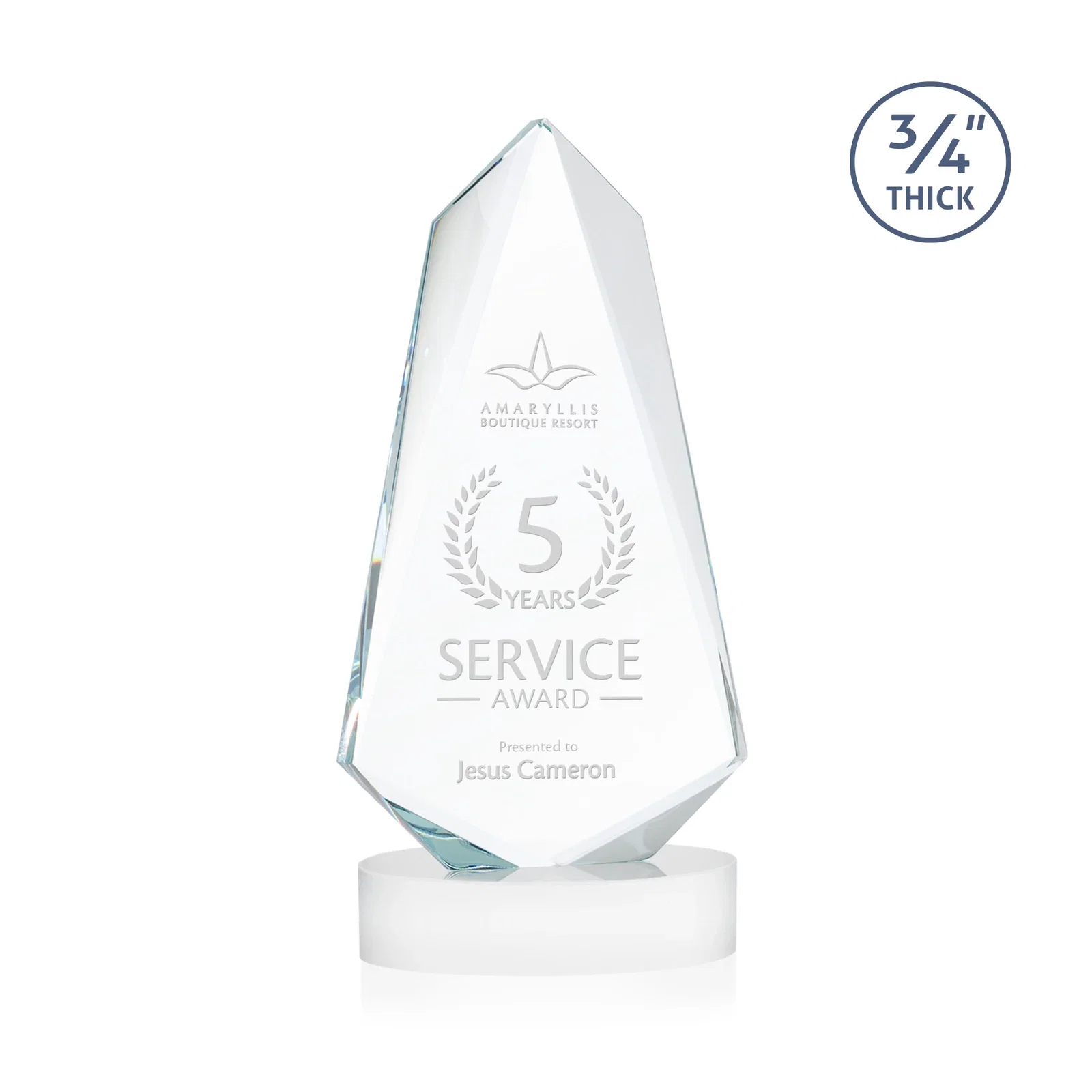 Customized Starfire Crystal Arrow Award with Deep Bevels, awards for volunteer appreciation