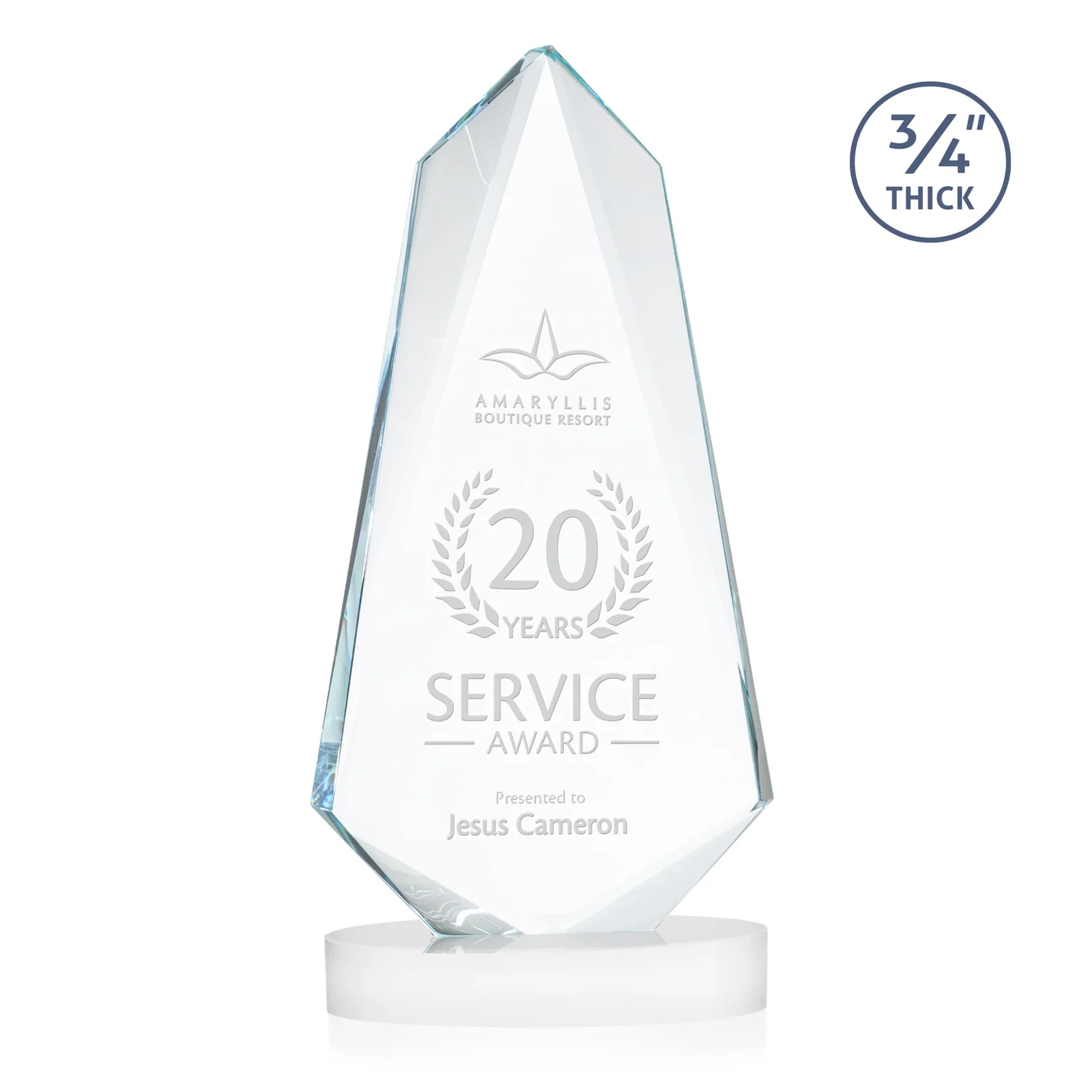 Customized Starfire Crystal Arrow Award with Deep Bevels, awards for company anniversary events