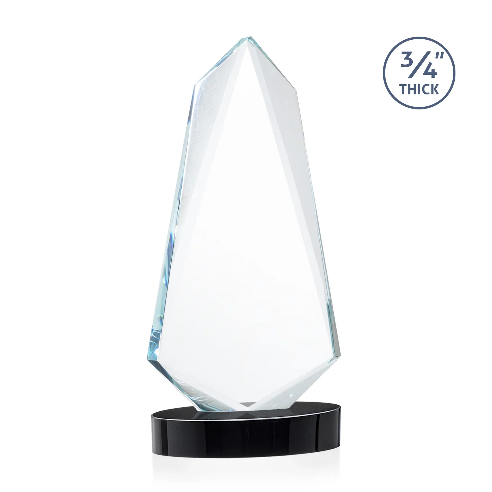 Custom engraved Starfire Crystal Arrow Award with Deep Bevels, awards for corporate award ceremonies