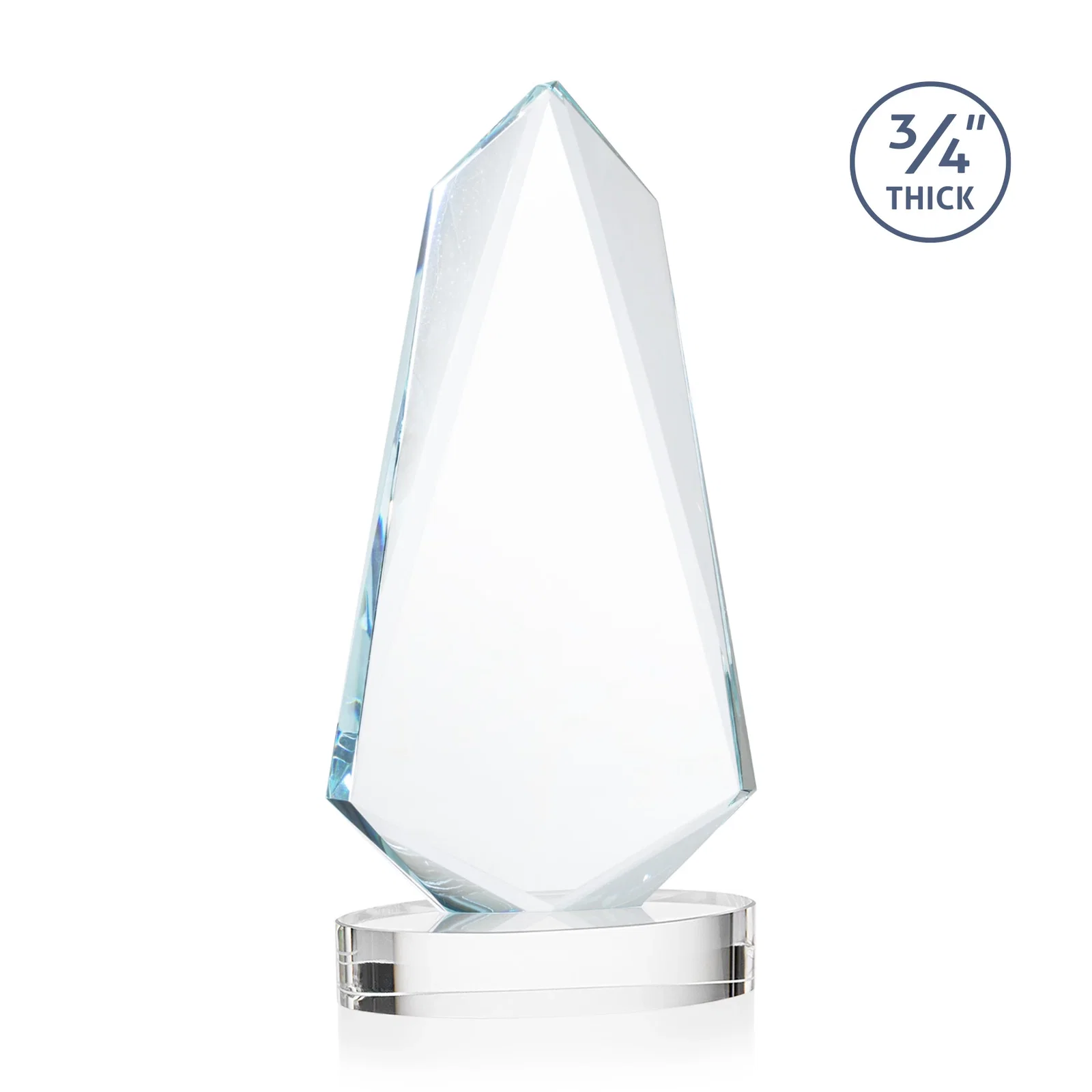 Custom engraved Starfire Crystal Arrow Award with Deep Bevels, awards for retirement presentations
