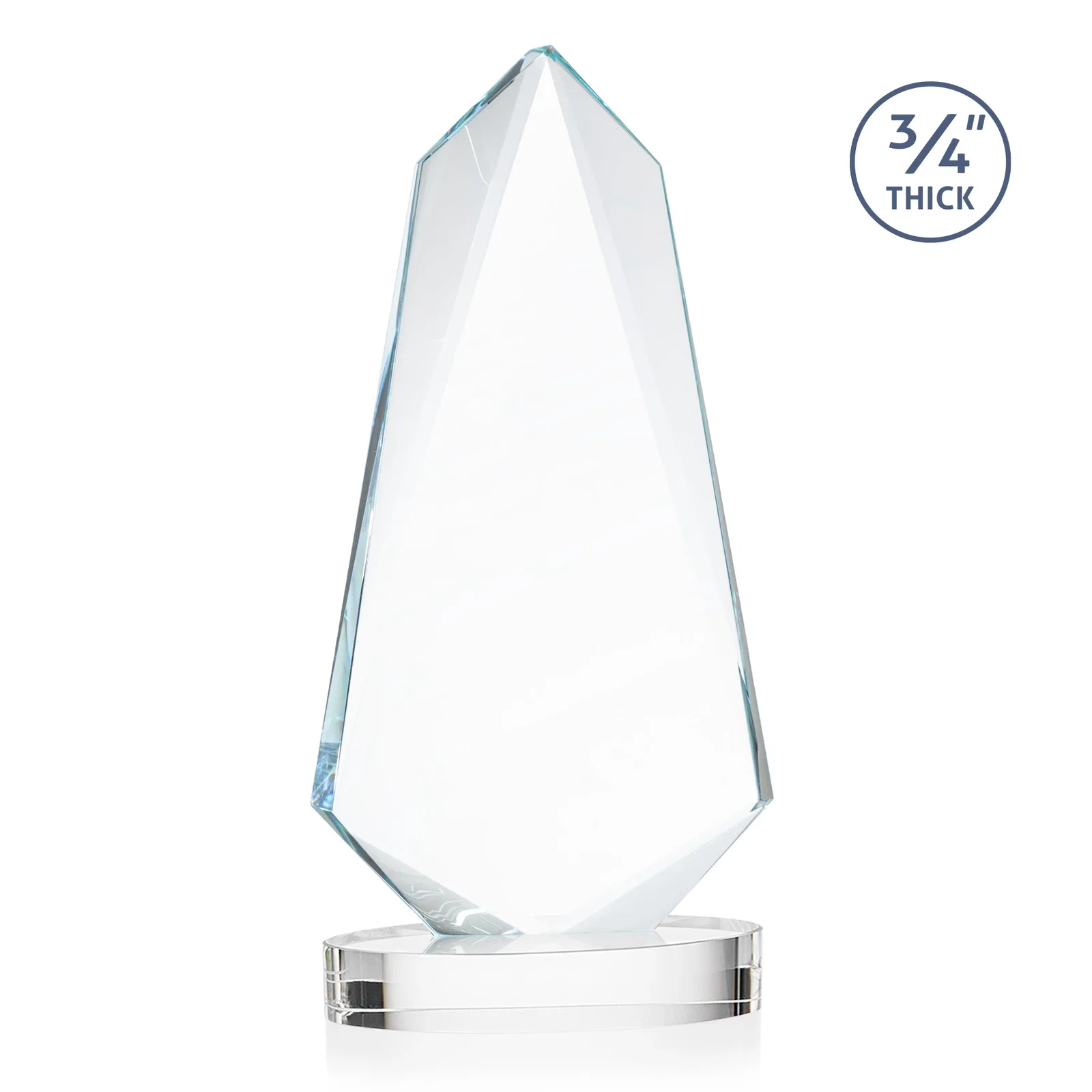 Custom engraved Starfire Crystal Arrow Award with Deep Bevels, awards for team milestone celebrations