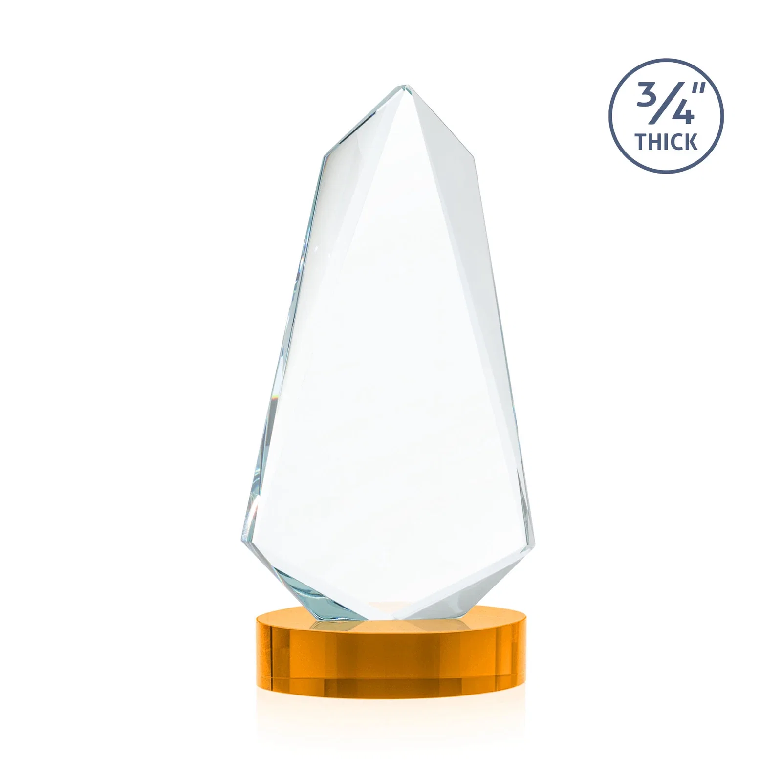 Custom engraved Starfire Crystal Arrow Award with Deep Bevels, awards for volunteer appreciation