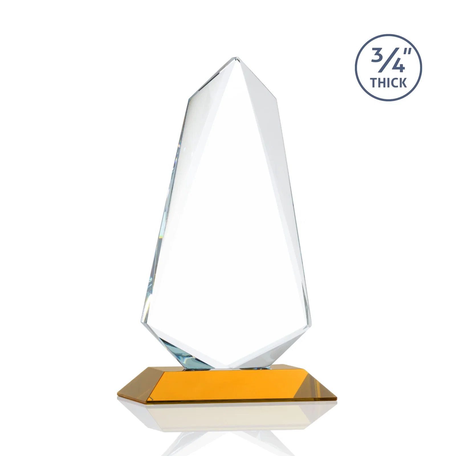 Personalized Starfire Crystal Arrow Award with Wood or Crystal Mitered Base, with your logo for sales achievement awards