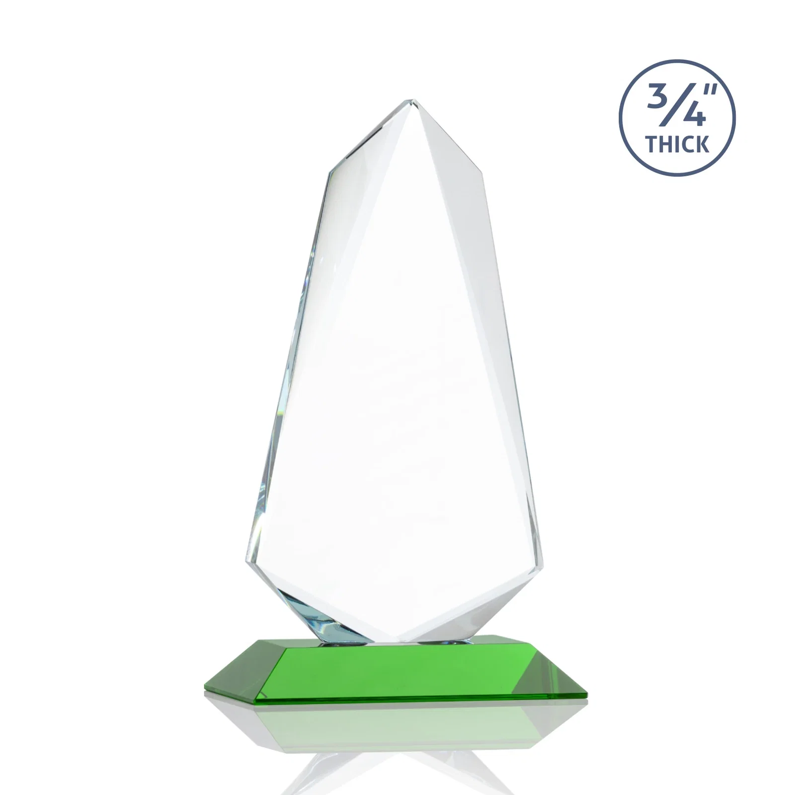 Personalized Starfire Crystal Arrow Award with Wood or Crystal Mitered Base, with your logo for donor appreciation
