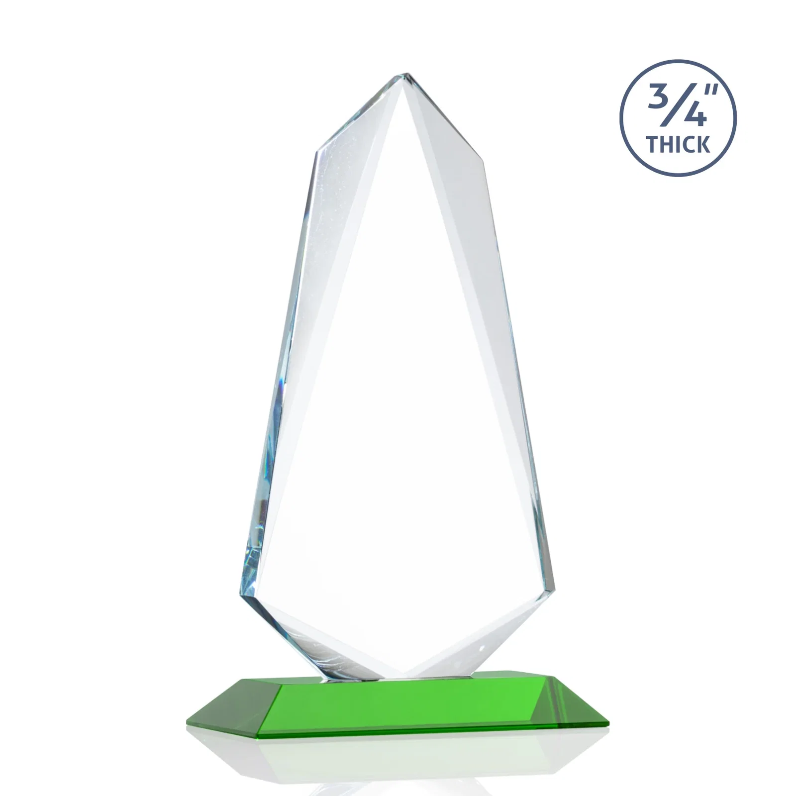 Personalized Starfire Crystal Arrow Award with Wood or Crystal Mitered Base, with your logo for graduation ceremonies