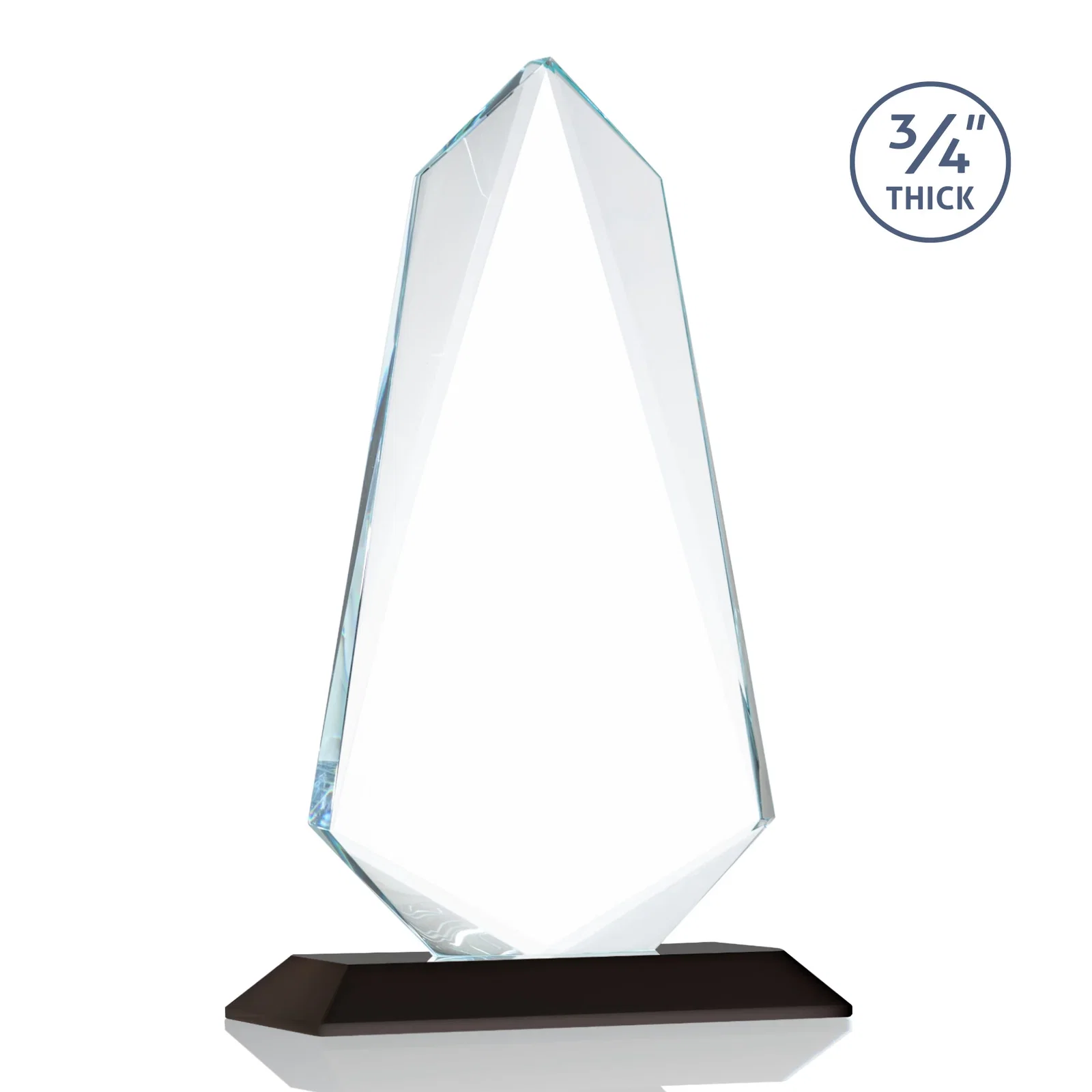 Personalized Starfire Crystal Arrow Award with Wood or Crystal Mitered Base, with your logo for company anniversary events
