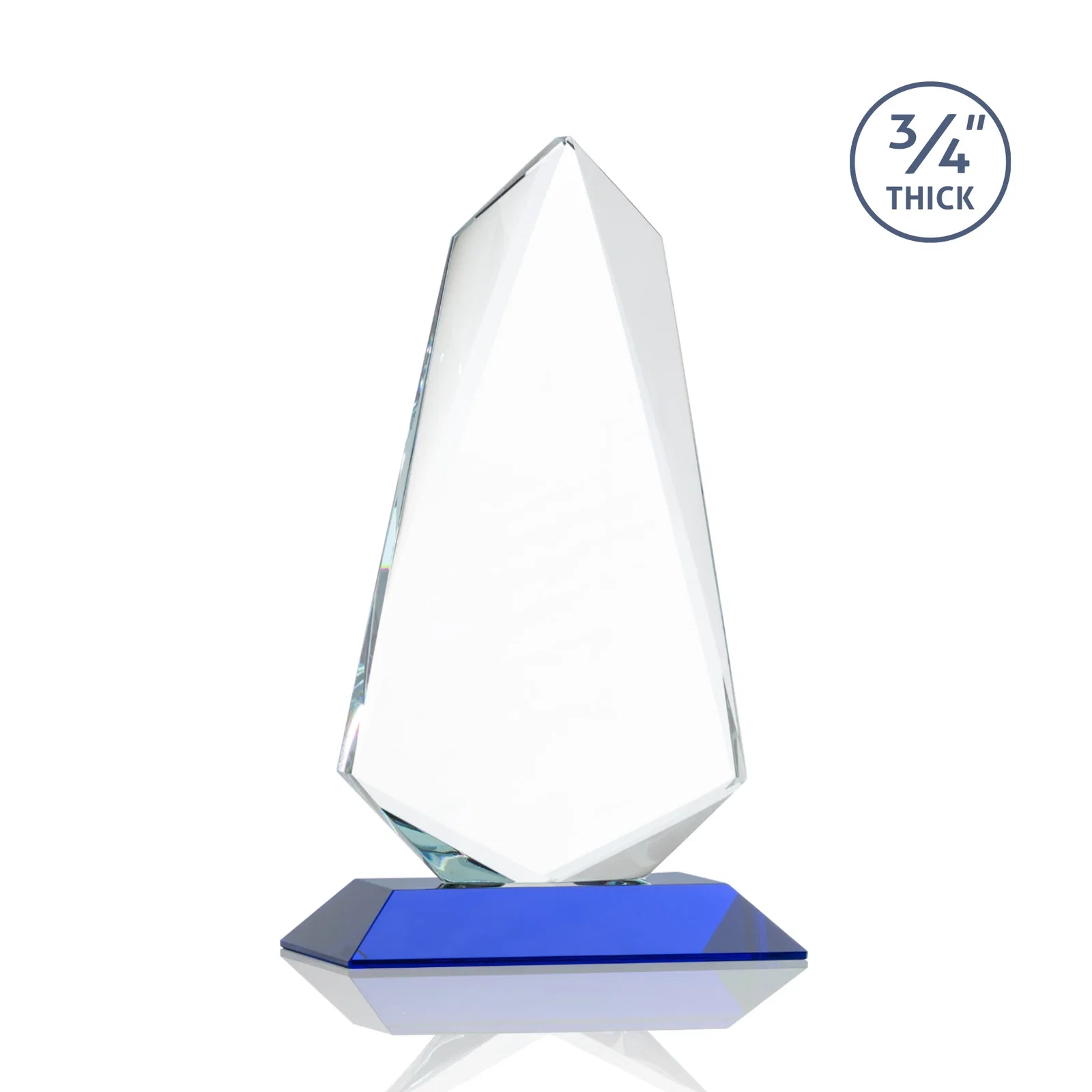 Promotional Starfire Crystal Arrow Award with Wood or Crystal Mitered Base, with your logo for employee recognition