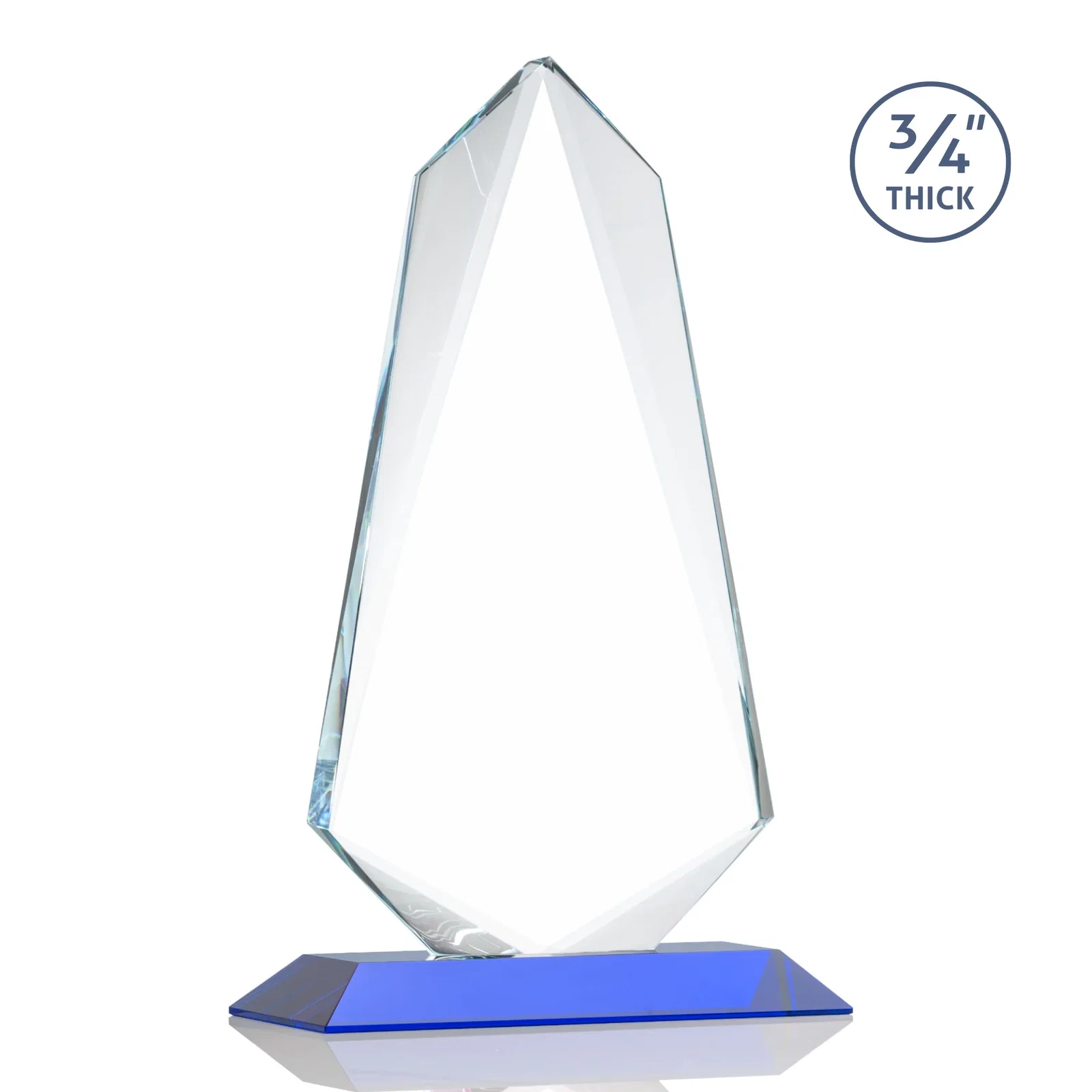 Promotional Starfire Crystal Arrow Award with Wood or Crystal Mitered Base, with your logo for service anniversary gifts