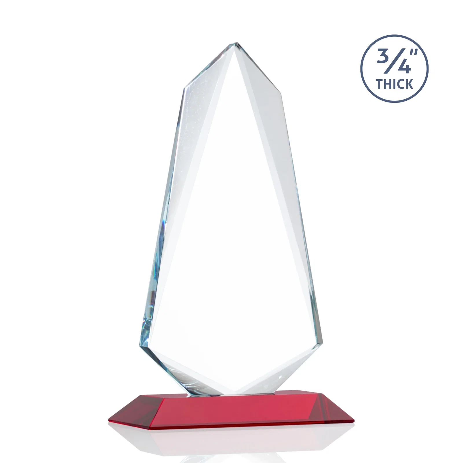 Promotional Starfire Crystal Arrow Award with Wood or Crystal Mitered Base, with your logo for retirement presentations