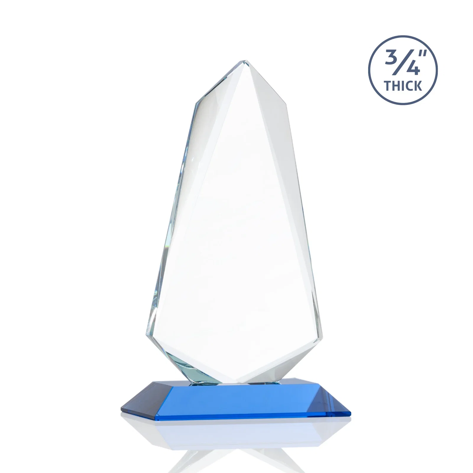 Promotional Starfire Crystal Arrow Award with Wood or Crystal Mitered Base, with your logo for donor appreciation