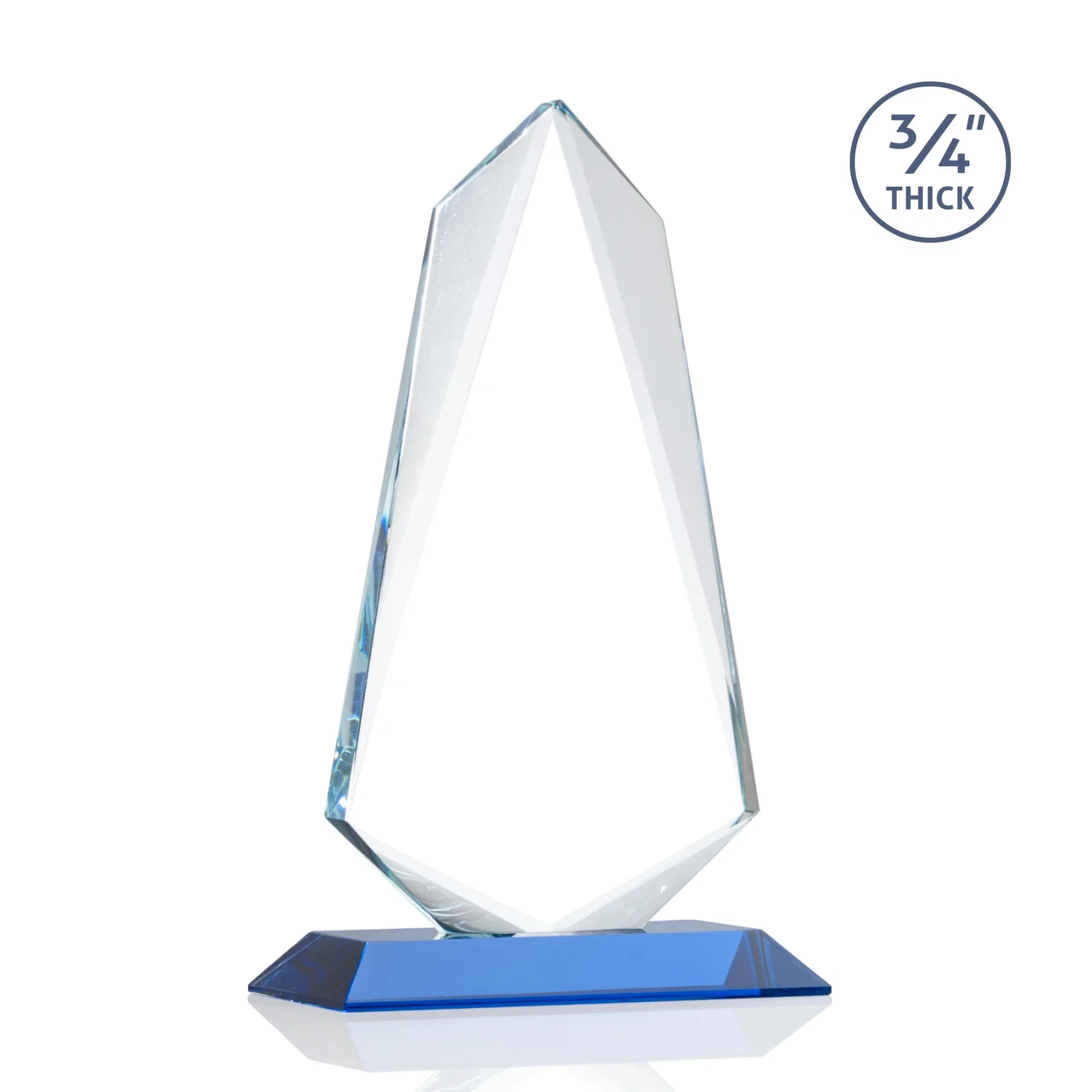 Promotional Starfire Crystal Arrow Award with Wood or Crystal Mitered Base, with your logo for graduation ceremonies