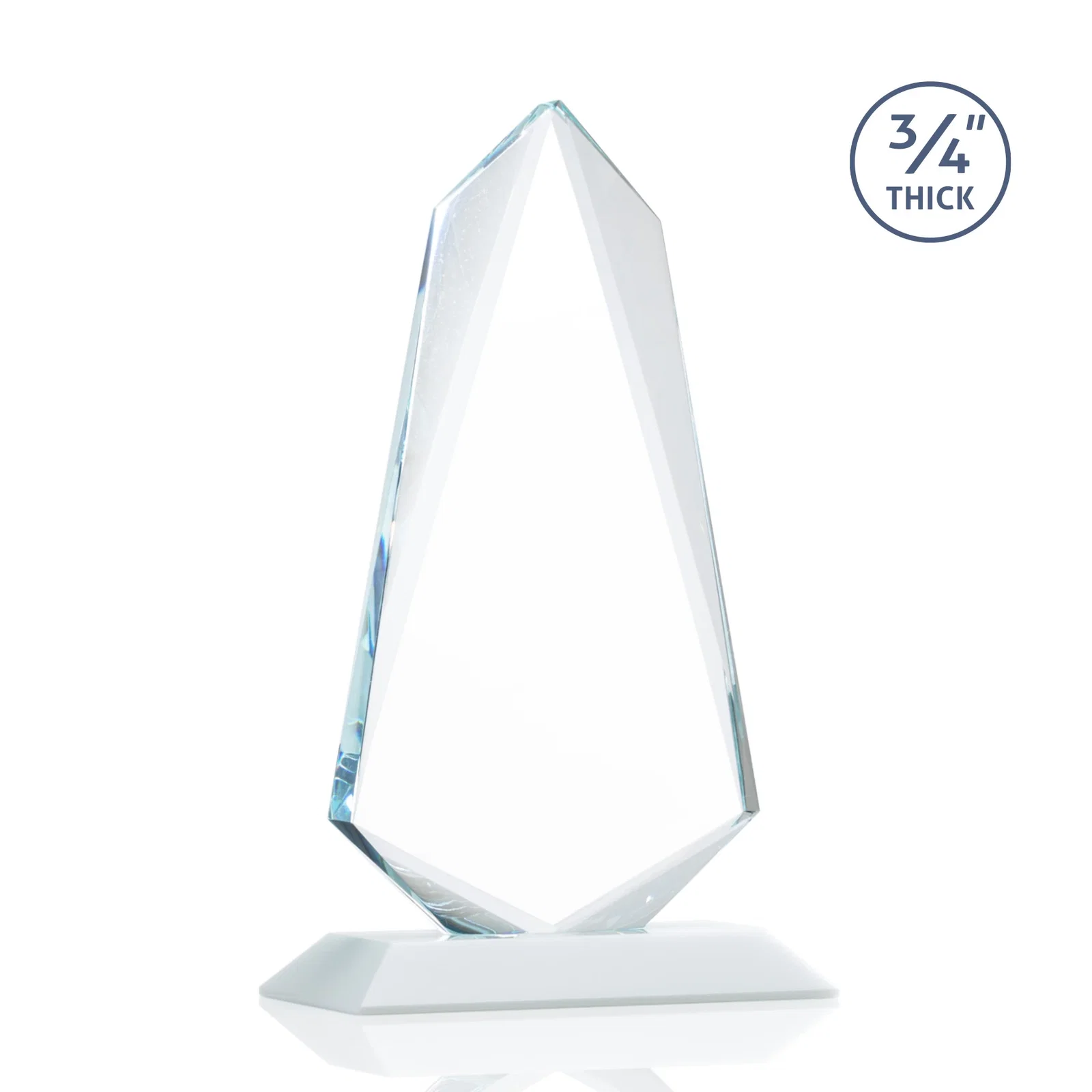 Promotional Starfire Crystal Arrow Award with Wood or Crystal Mitered Base, with your logo for dealer and partner awards