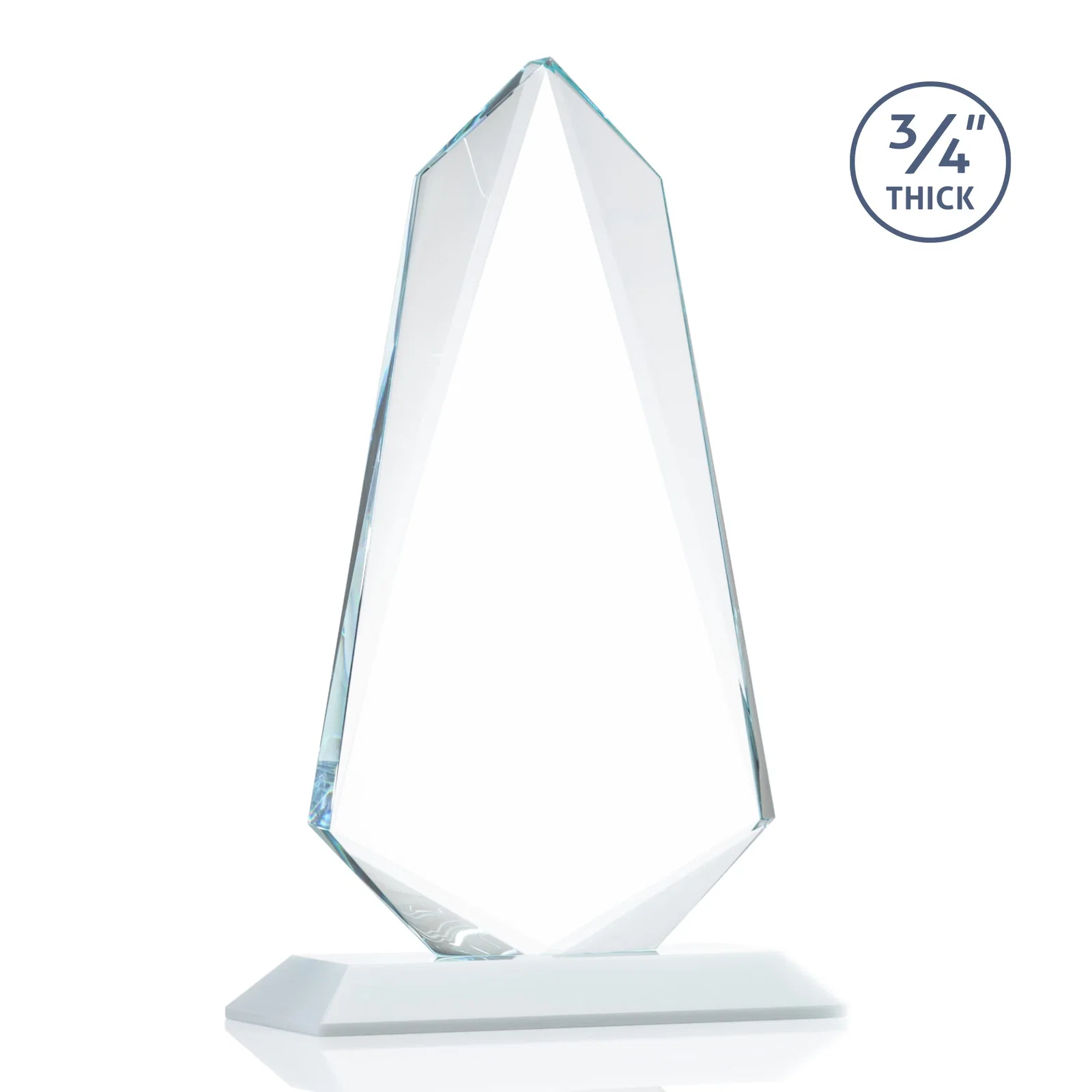 Promotional Starfire Crystal Arrow Award with Wood or Crystal Mitered Base, with your logo for company anniversary events