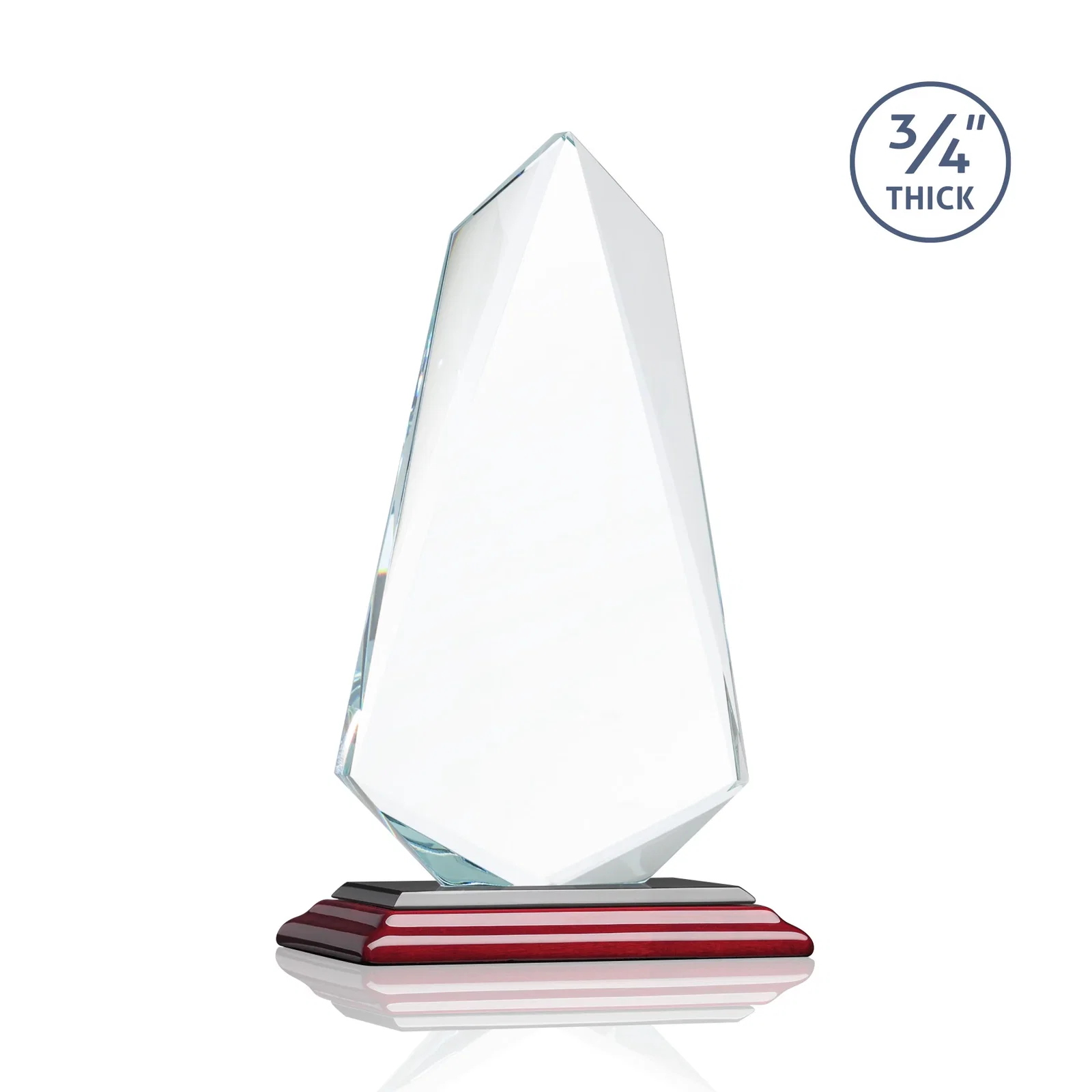 Branded Starfire Crystal Arrow Award with Wood or Crystal Mitered Base, with your logo for employee recognition