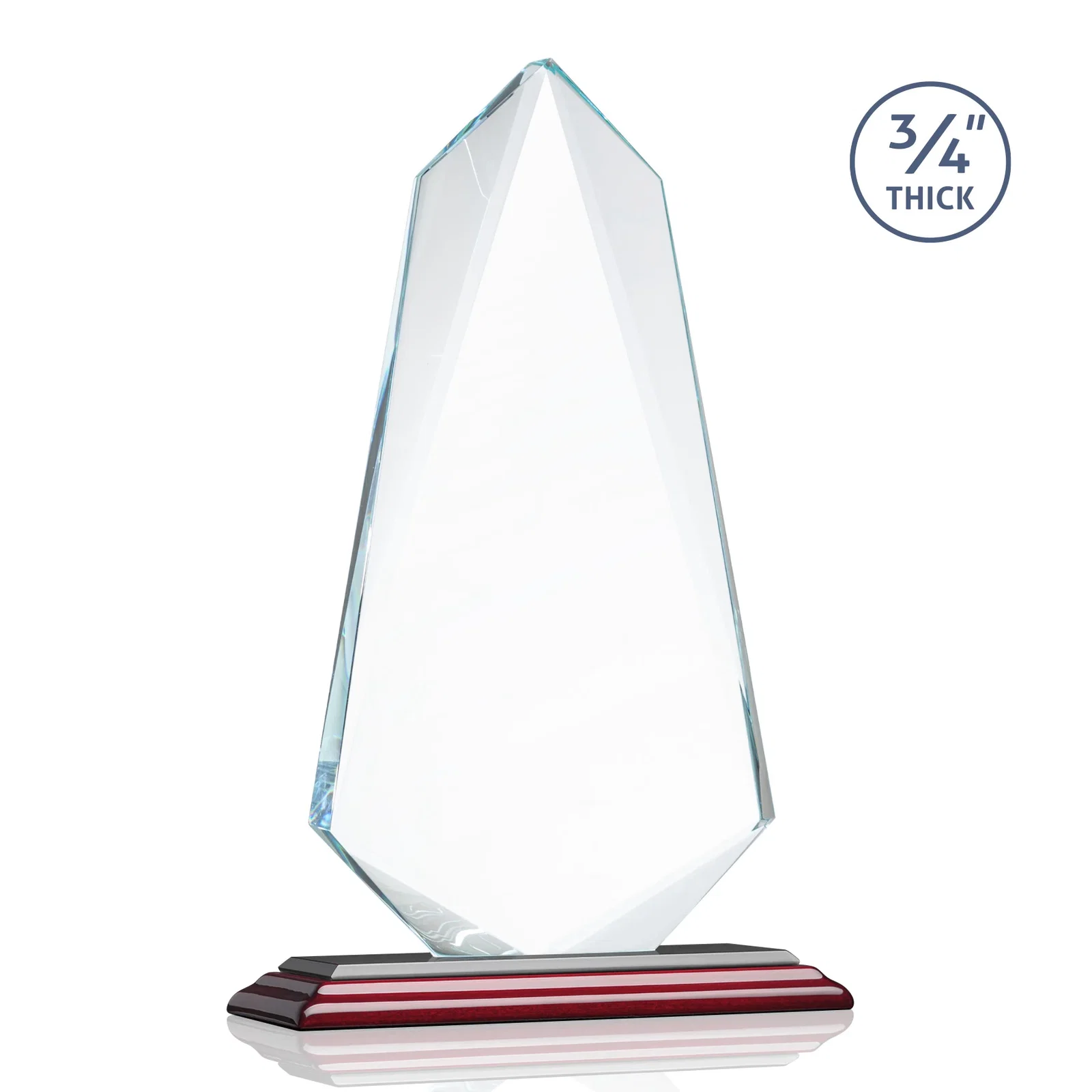 Branded Starfire Crystal Arrow Award with Wood or Crystal Mitered Base, with your logo for corporate award ceremonies