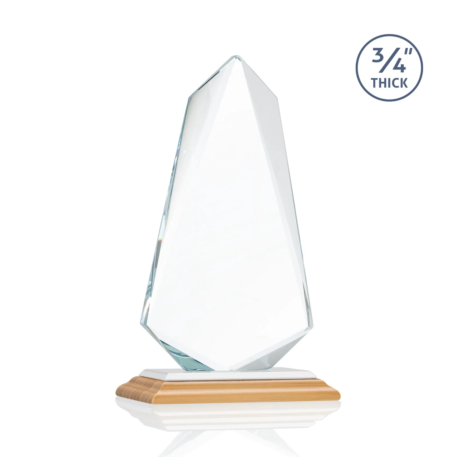 Branded Starfire Crystal Arrow Award with Wood or Crystal Mitered Base, with your logo for team milestone celebrations