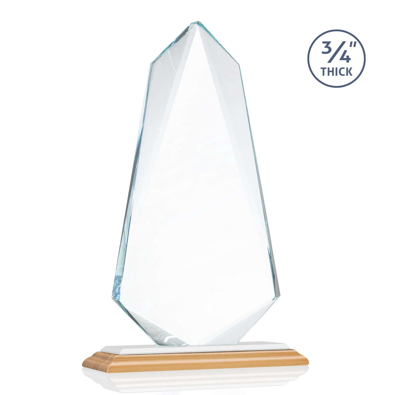 Branded Starfire Crystal Arrow Award with Wood or Crystal Mitered Base, with your logo for graduation ceremonies