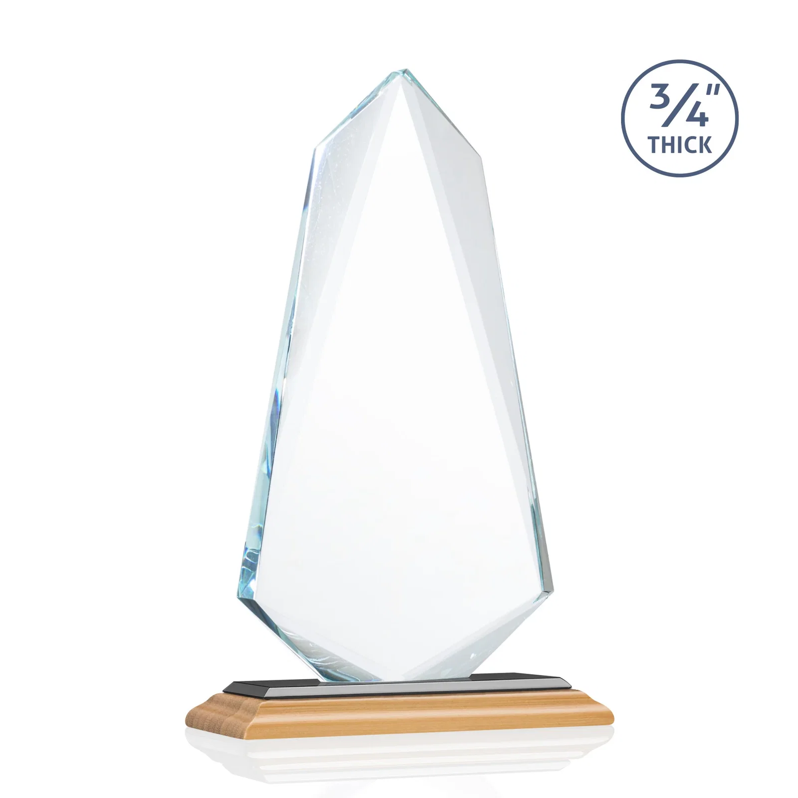 Branded Starfire Crystal Arrow Award with Wood or Crystal Mitered Base, with your logo for safety achievement programs