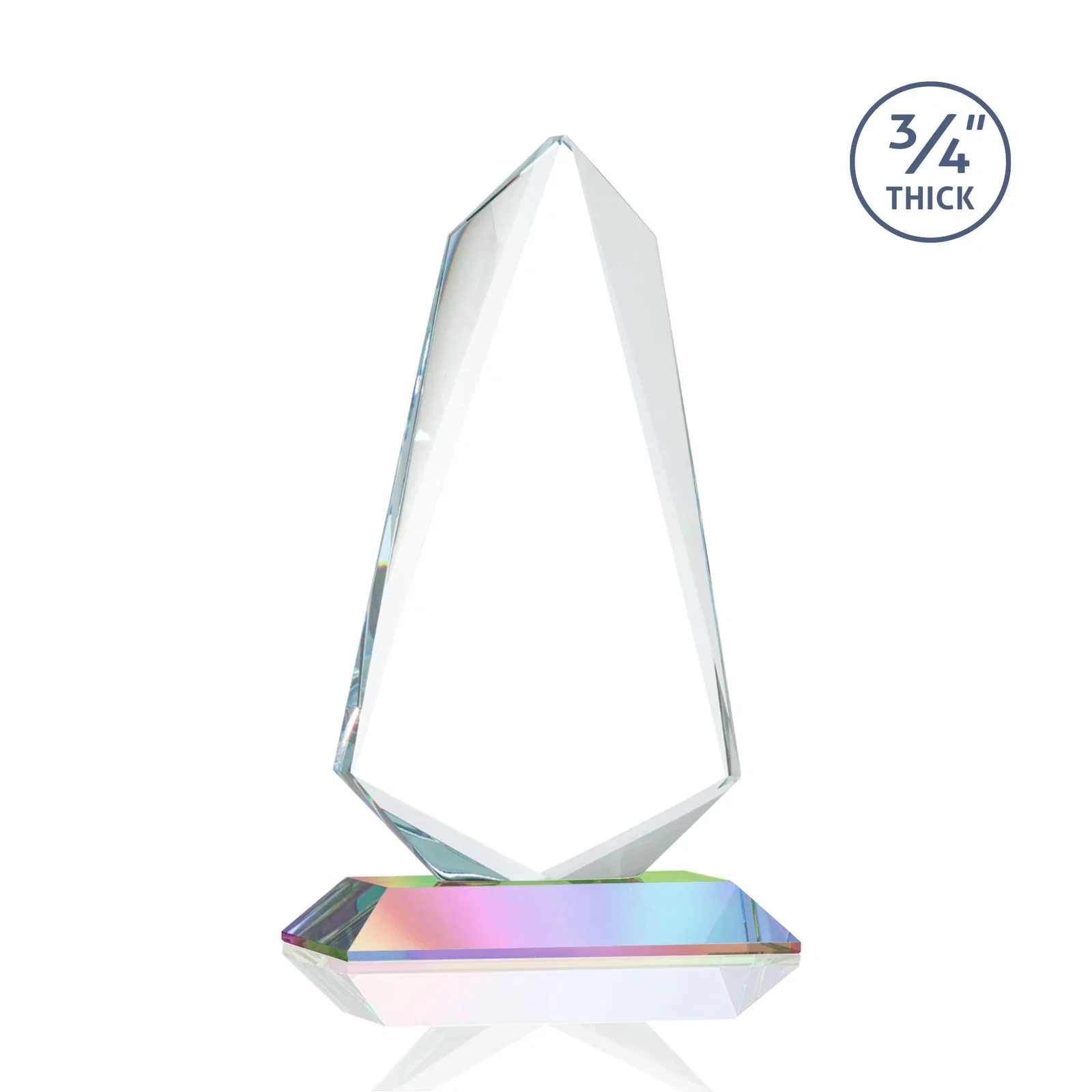 Branded Starfire Crystal Arrow Award with Wood or Crystal Mitered Base, with your logo for volunteer appreciation