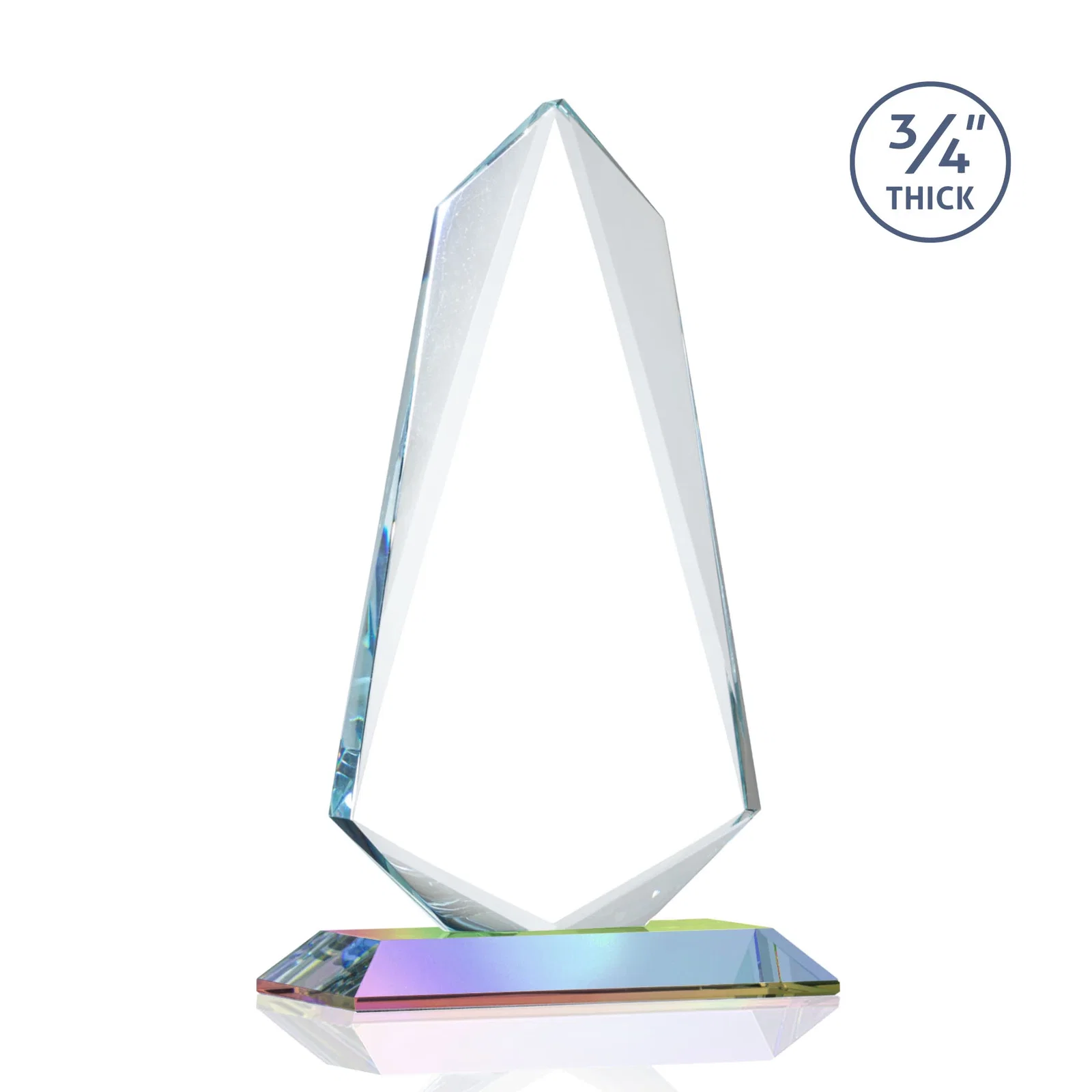 Branded Starfire Crystal Arrow Award with Wood or Crystal Mitered Base, with your logo for dealer and partner awards