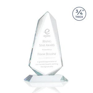 Starfire Crystal Arrow Award with Wood or Crystal Mitered Base