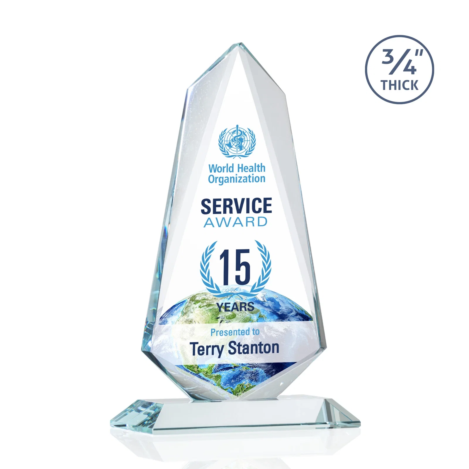 Promotional Starfire Crystal Arrow Award with Wood or Crystal Mitered Base for dealer and partner awards