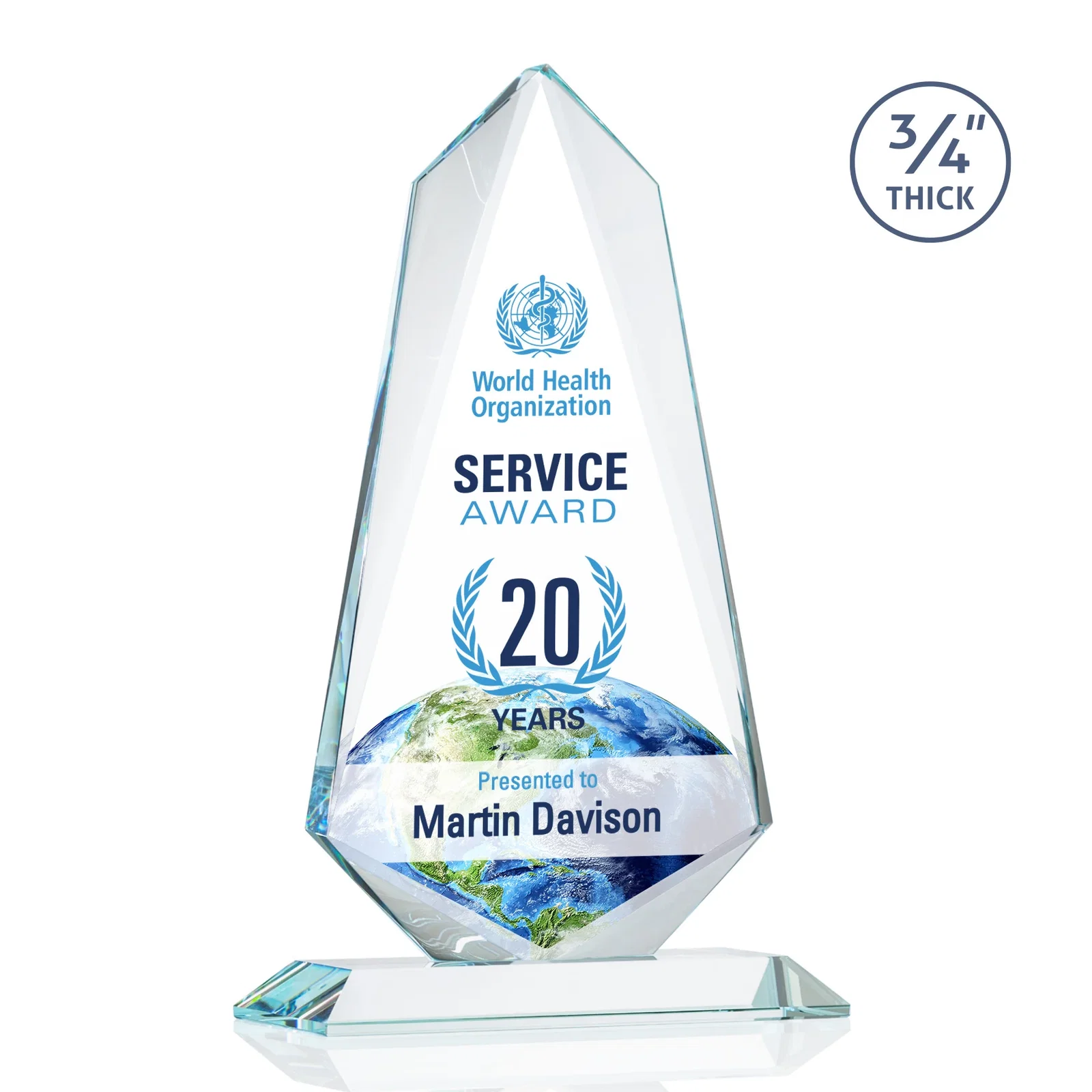 Promotional Starfire Crystal Arrow Award with Wood or Crystal Mitered Base for company anniversary events