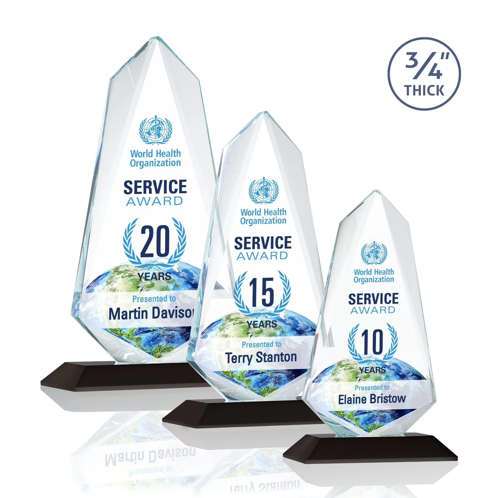 Branded Starfire Crystal Arrow Award with Wood or Crystal Mitered Base for safety achievement programs