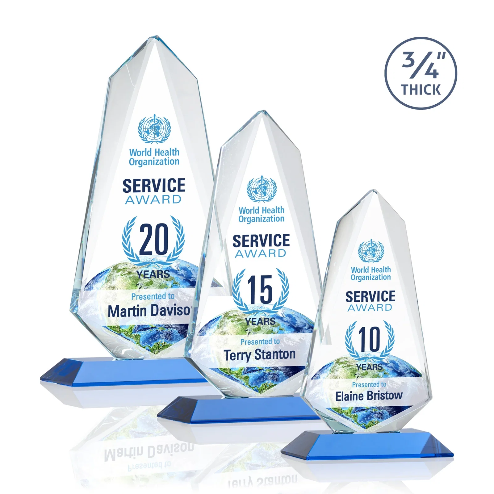 Custom printed Starfire Crystal Arrow Award with Wood or Crystal Mitered Base for safety achievement programs