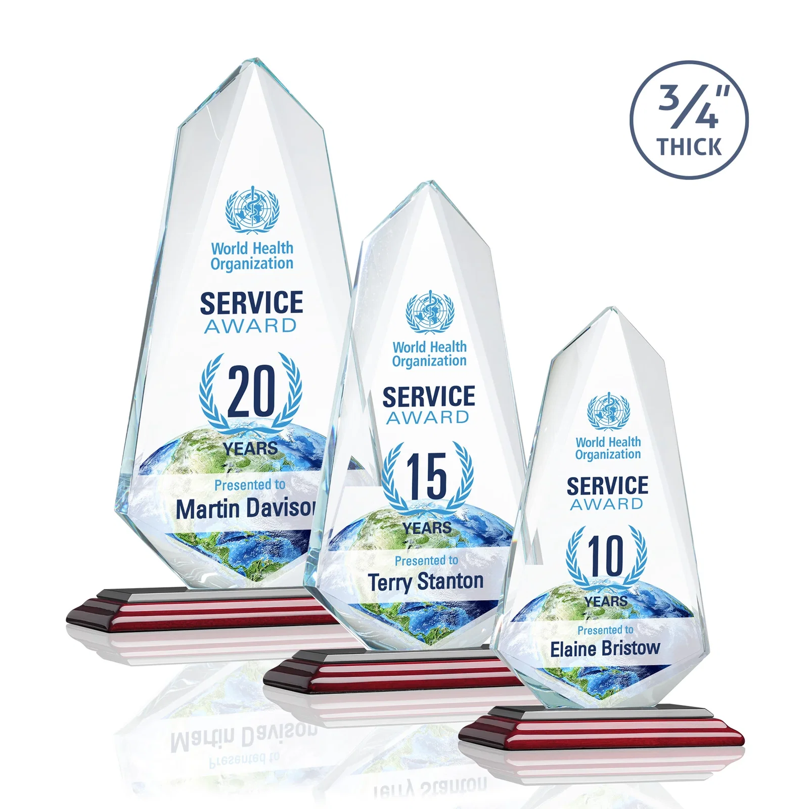Customized Starfire Crystal Arrow Award with Wood or Crystal Mitered Base for safety achievement programs