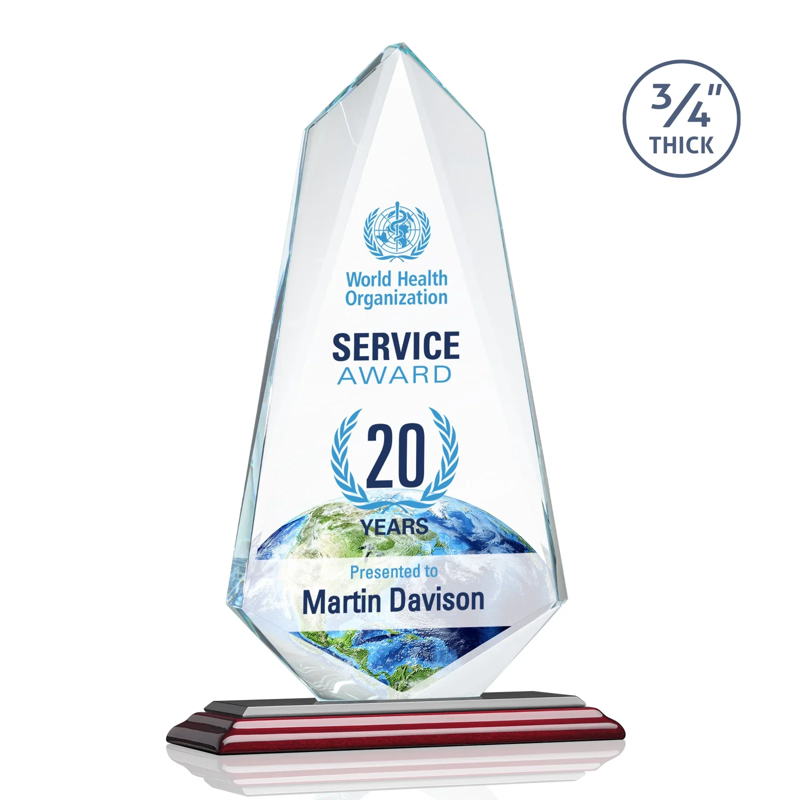 Customized Starfire Crystal Arrow Award with Wood or Crystal Mitered Base for company anniversary events
