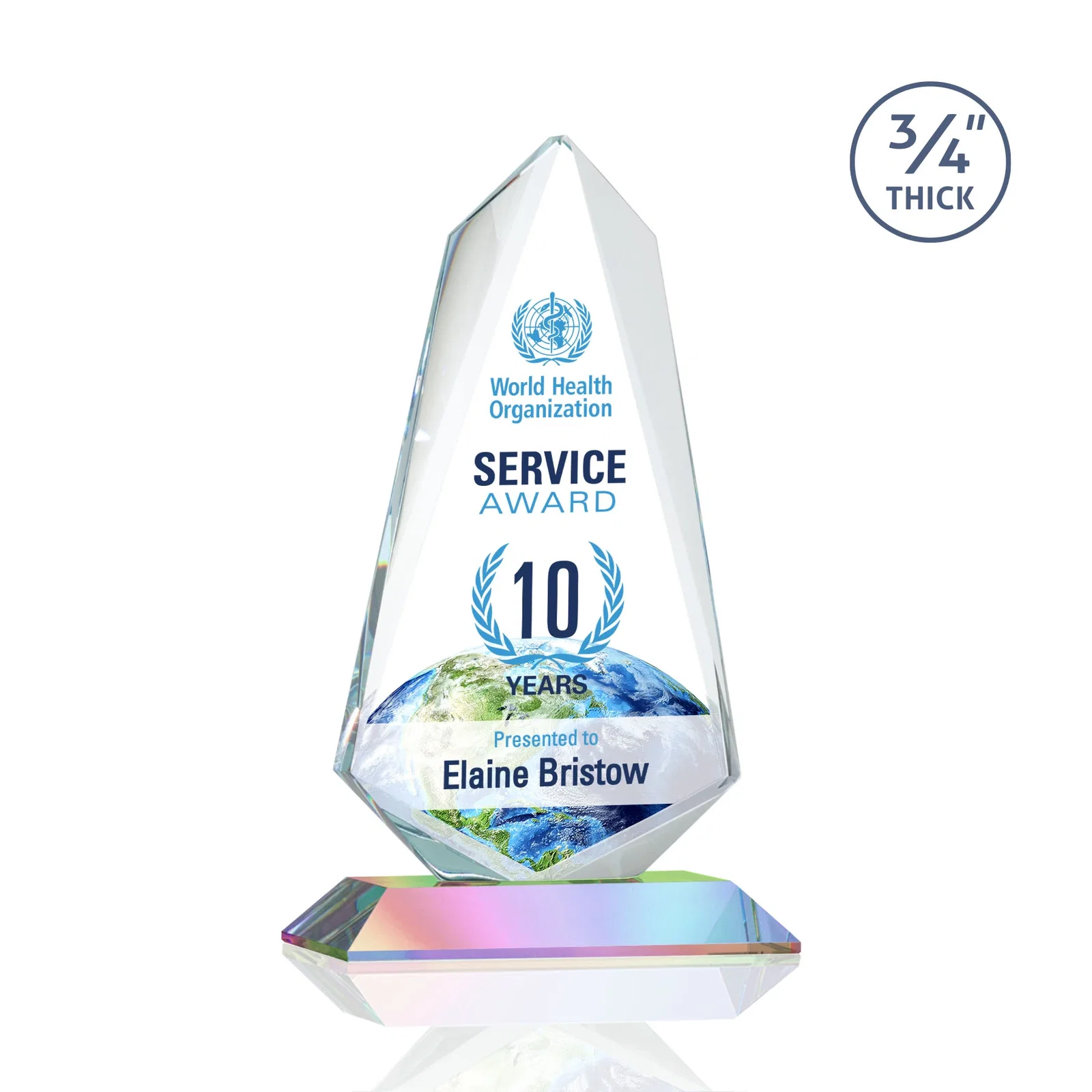 Custom Starfire Crystal Arrow Award with Wood or Crystal Mitered Base, with your logo for volunteer appreciation