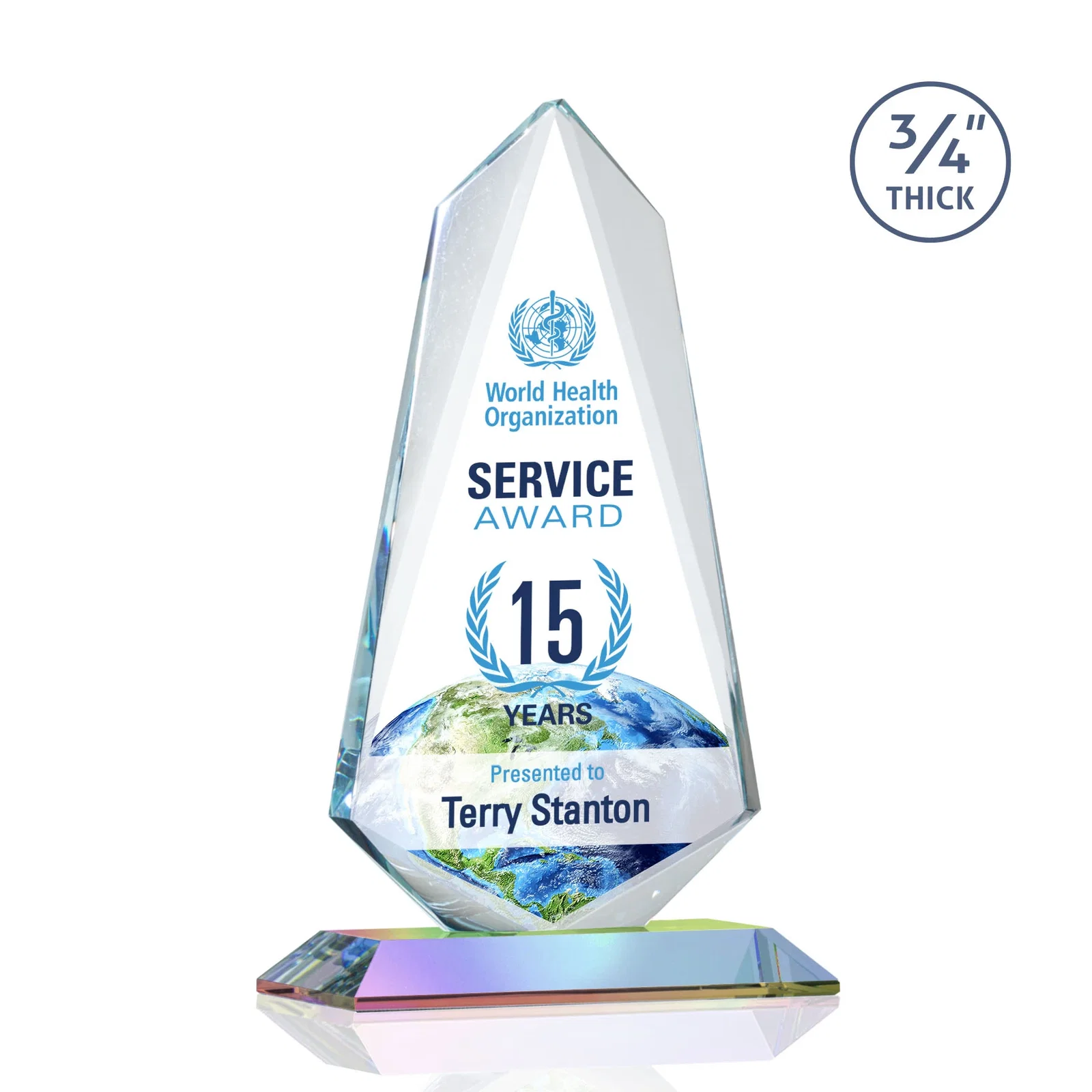 Custom Starfire Crystal Arrow Award with Wood or Crystal Mitered Base, with your logo for dealer and partner awards