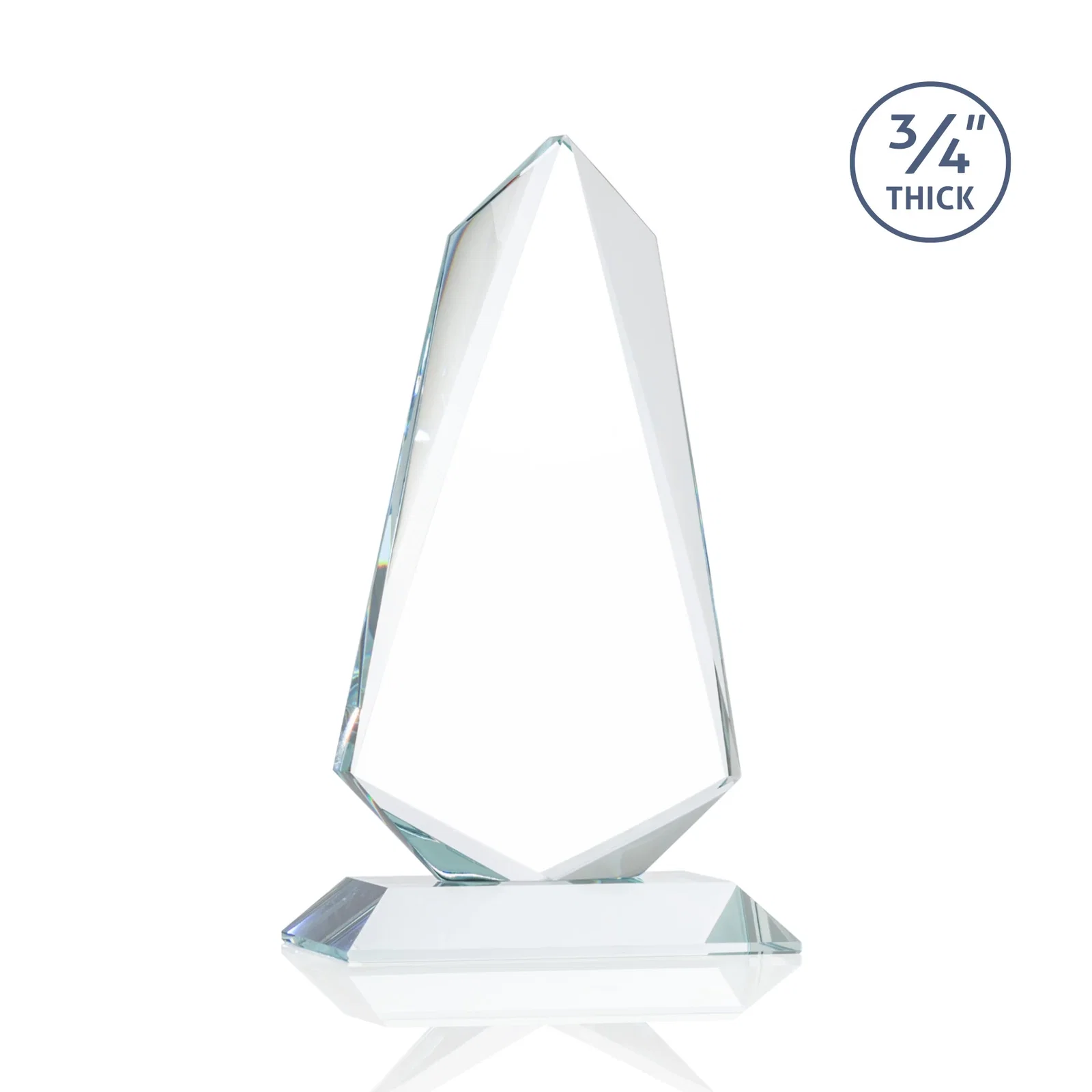 Personalized Starfire Crystal Arrow Award with Wood or Crystal Mitered Base, with your logo for employee recognition