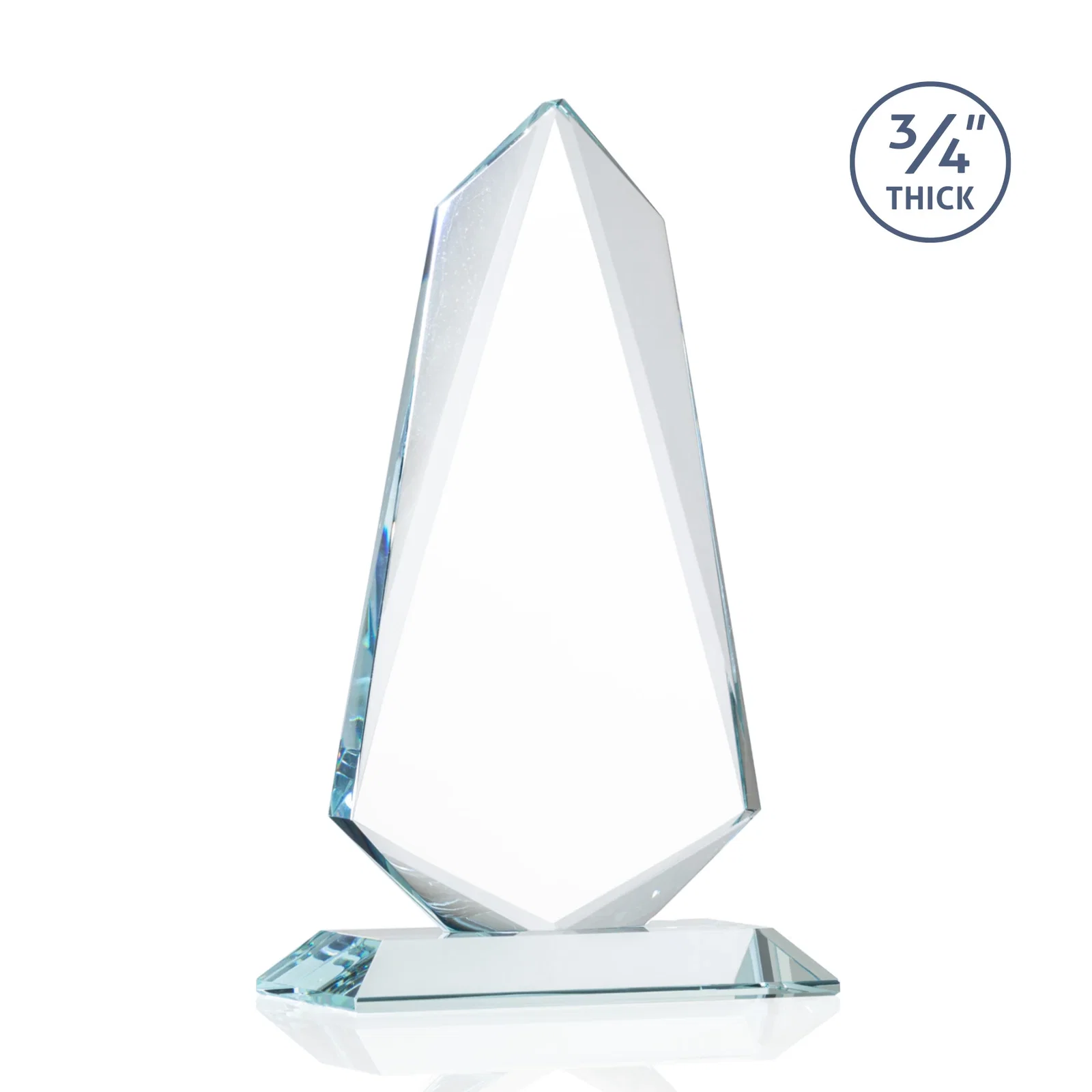 Personalized Starfire Crystal Arrow Award with Wood or Crystal Mitered Base, with your logo for corporate award ceremonies