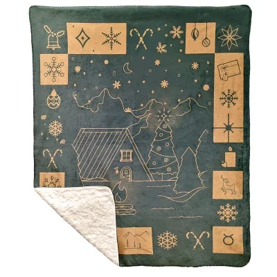 Sherpa plush blanket folded to show both sides