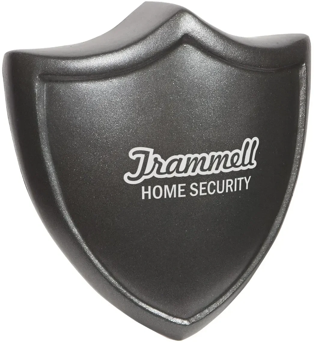 Shield custom stress reliever, heraldic shield squeeze toy branded with logo, front view