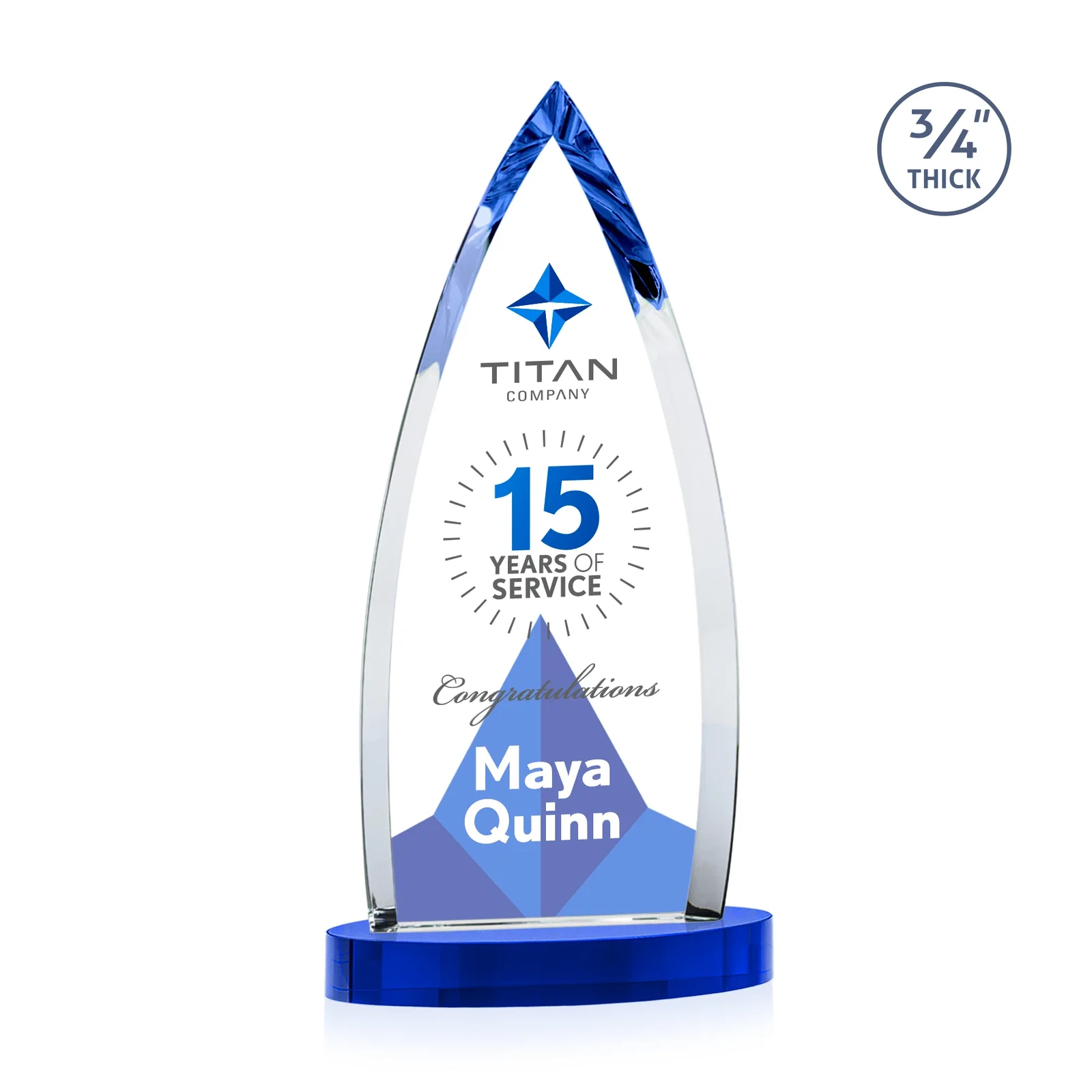 Personalized Starfire Crystal Arrowhead Award on Round Crystal Base, with your logo for donor appreciation