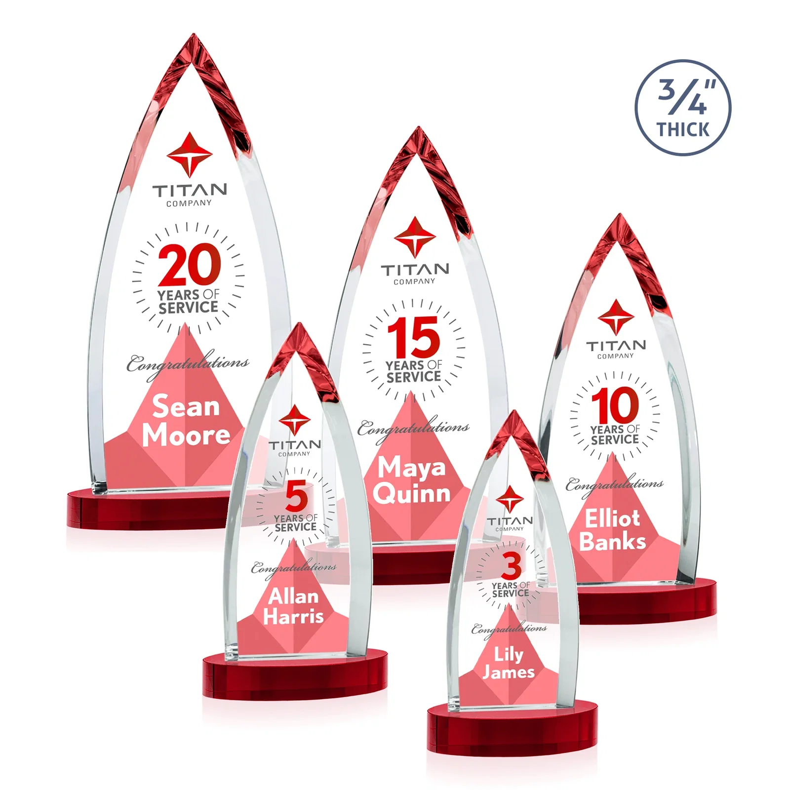 Personalized Starfire Crystal Arrowhead Award on Round Crystal Base, with your logo for volunteer appreciation