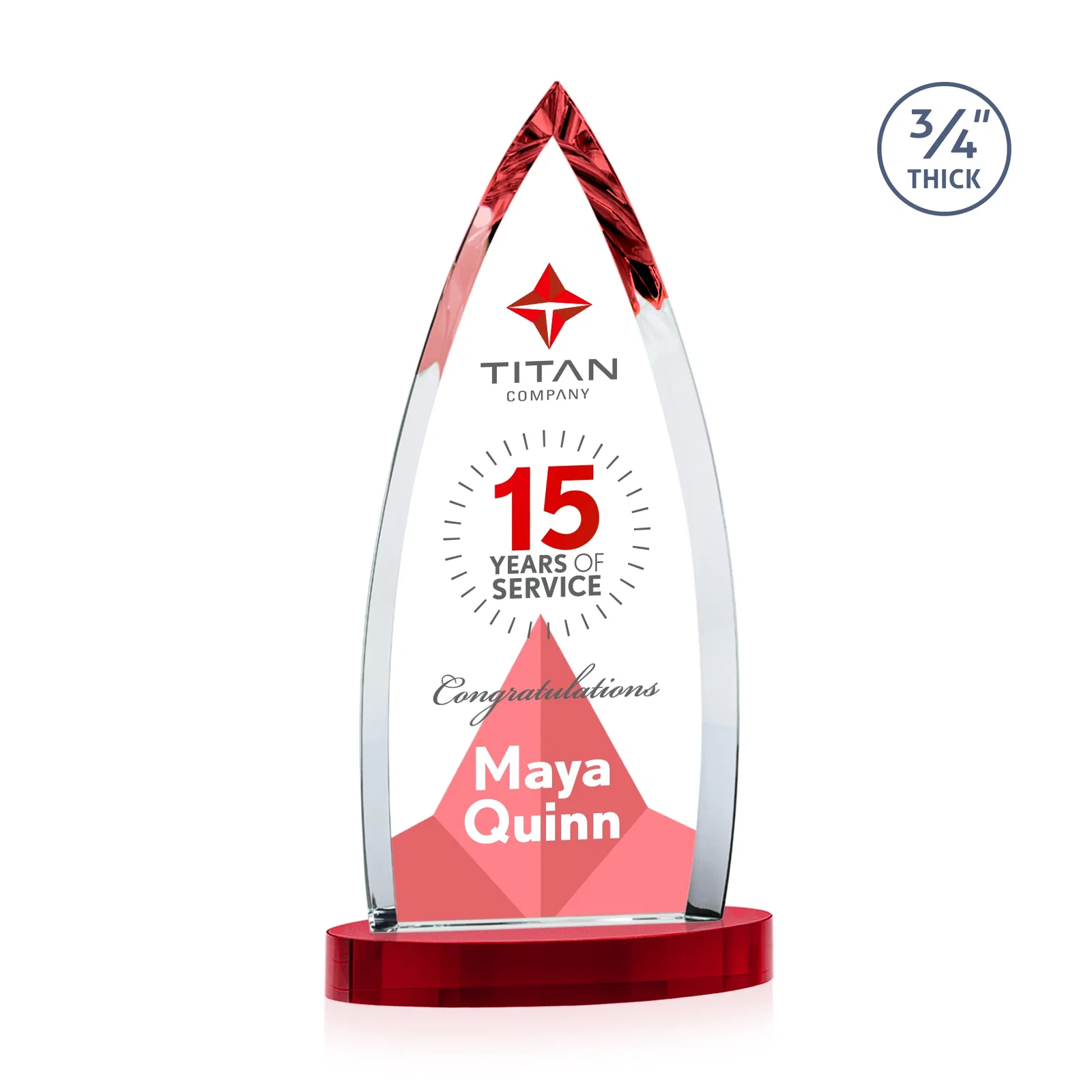 Promotional Starfire Crystal Arrowhead Award on Round Crystal Base, with your logo for corporate award ceremonies