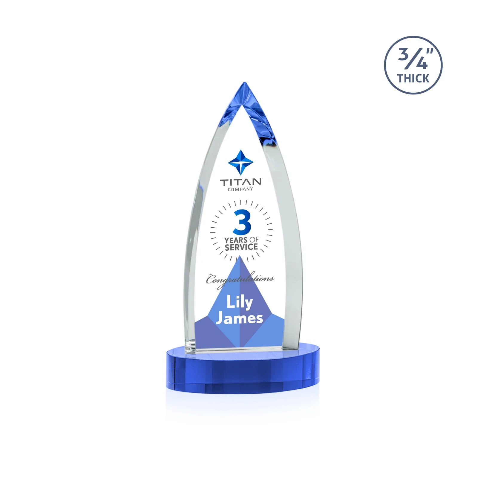 Promotional Starfire Crystal Arrowhead Award on Round Crystal Base, with your logo for team milestone celebrations