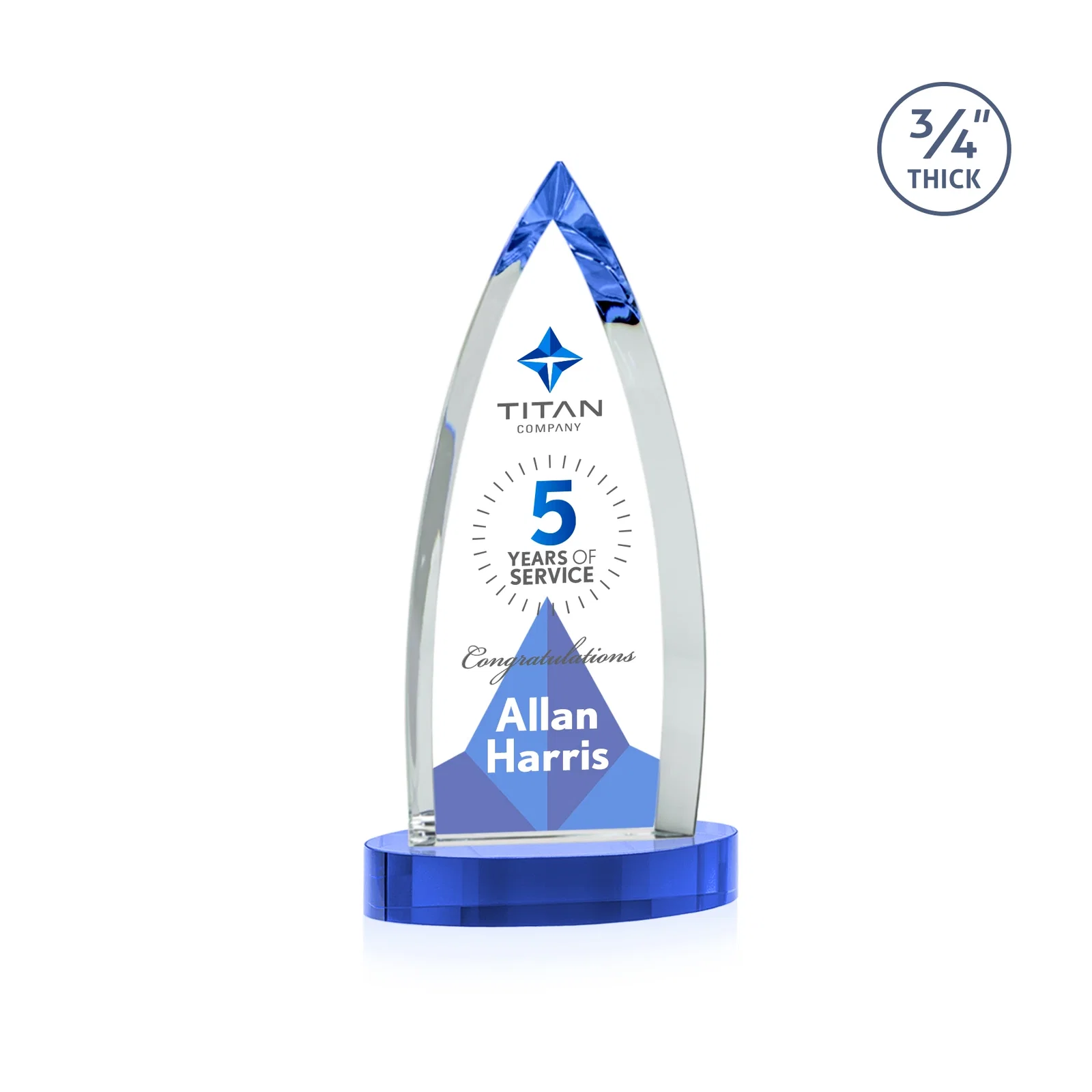 Promotional Starfire Crystal Arrowhead Award on Round Crystal Base, with your logo for donor appreciation